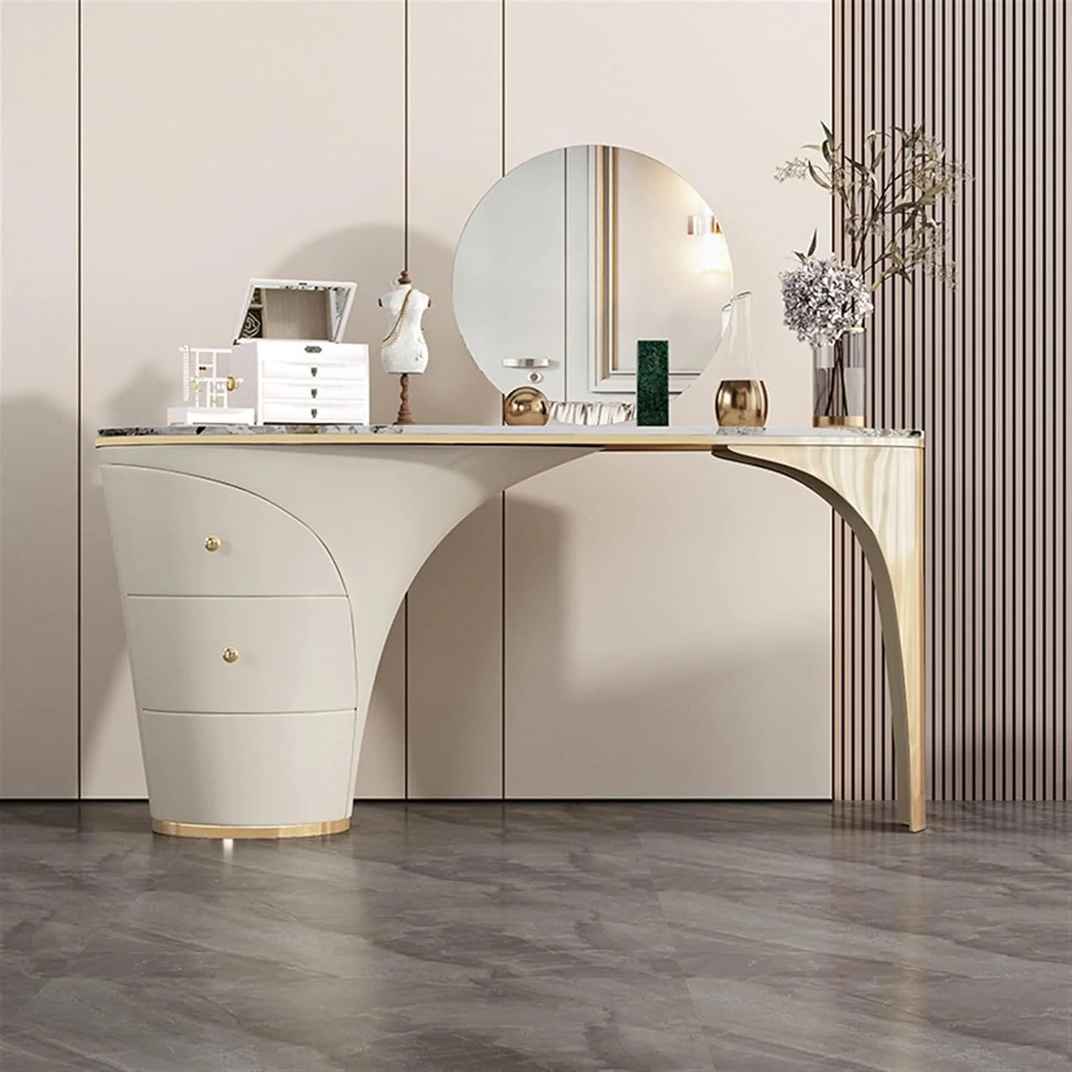 میز کار ZKSKOX، میز کامپیوتر چرمی زین اسبی با طراحی مدرن و صفحه براق، مناسب اتاق خواب و مطالعه