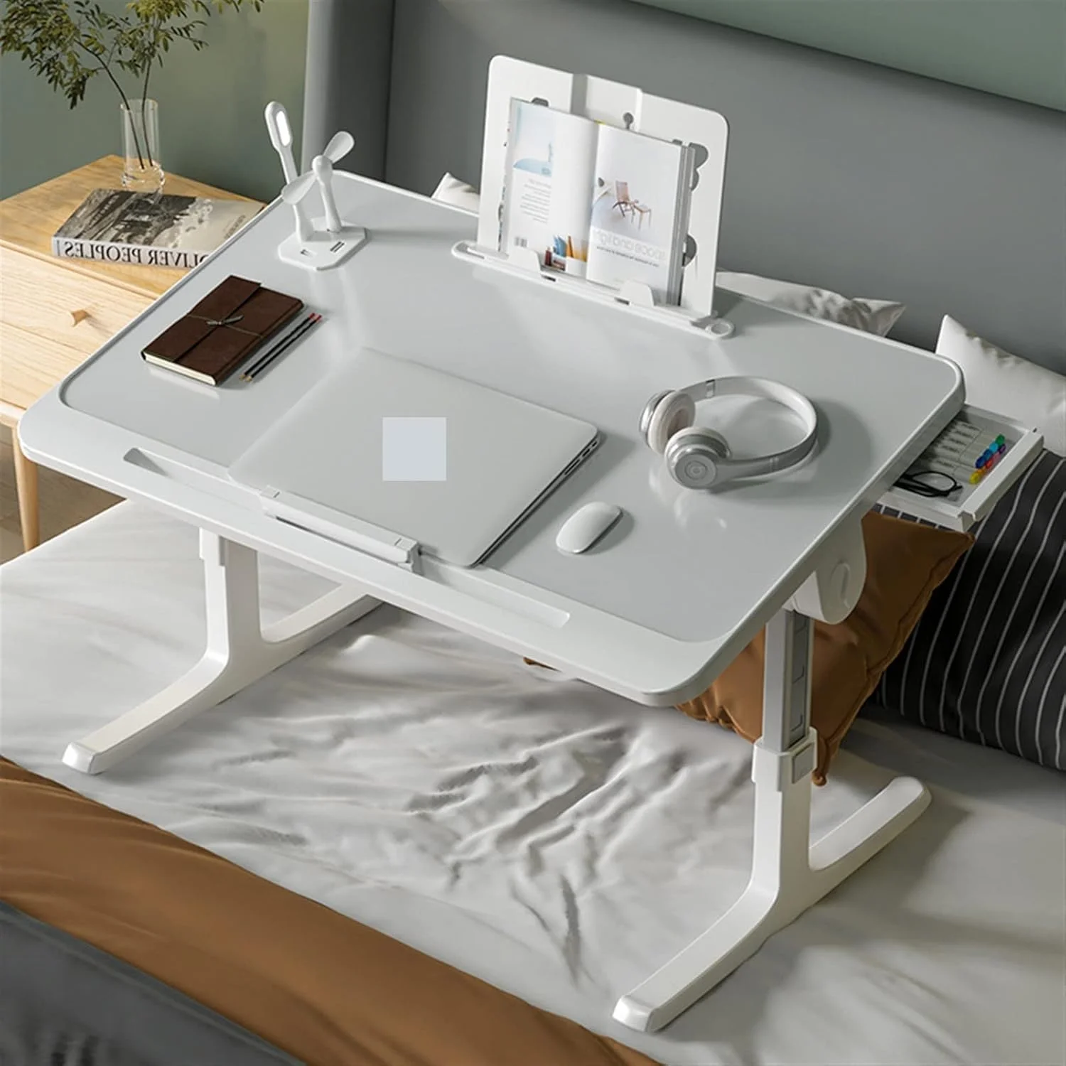 میز کار کوچک قابل تنظیم برای تخت، میز لپ تاپ تاشو، مناسب اتاق خواب افراد کم حوصله، خوابگاه، دانشجویی