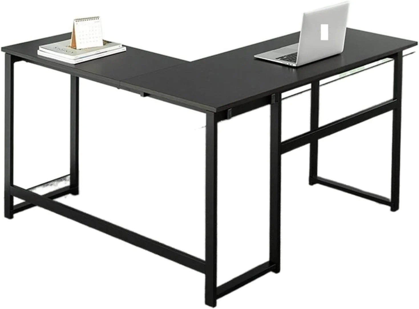 میز کامپیوتر شیشه ای ZKSKOX، میز کار اداری خانگی با قفسه، ایستگاه کاری گوشه گرد، مشکی