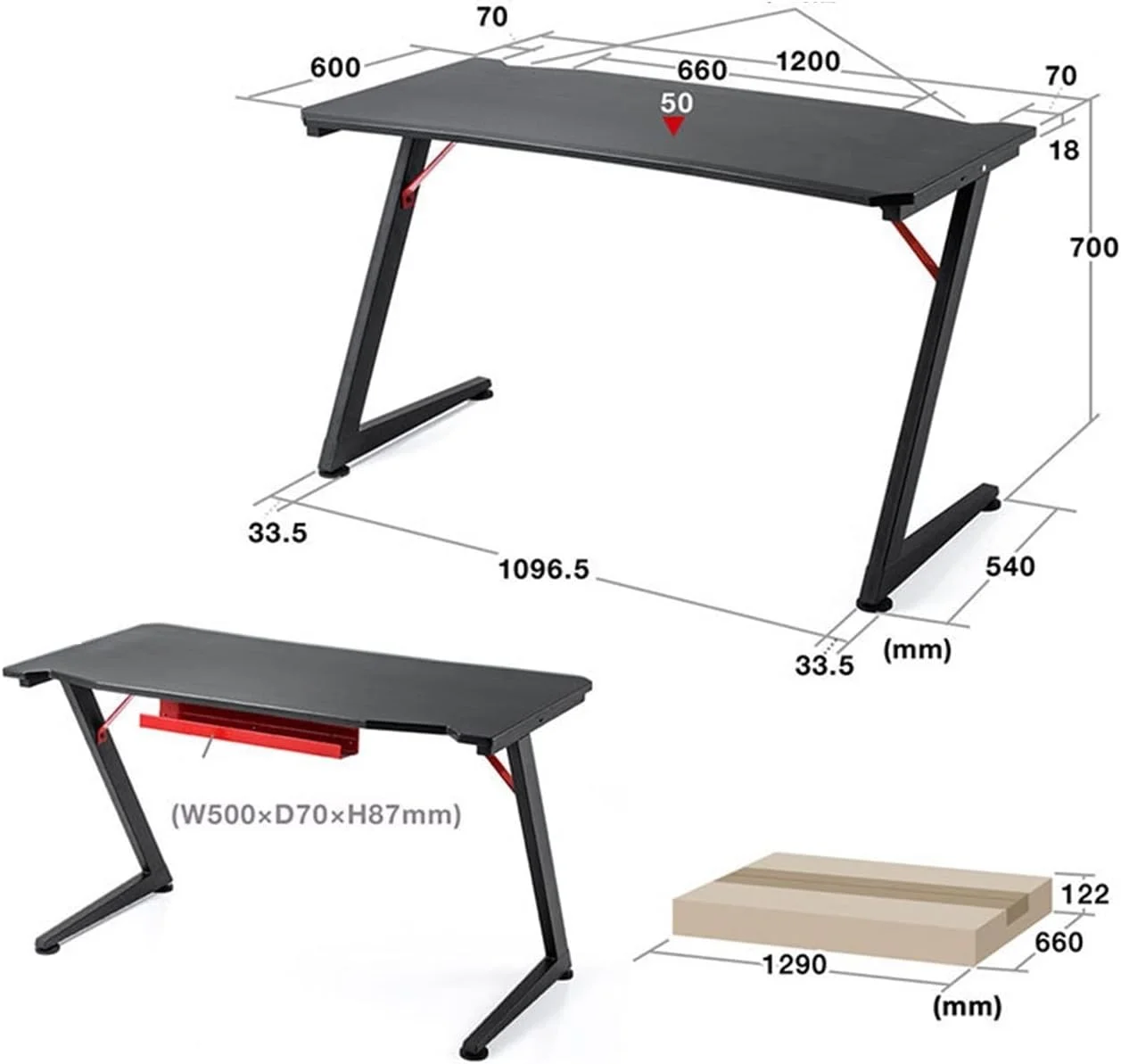 میز کار ZKSKOX، میز کامپیوتر، میز اداری، میز خانگی، میز دسکتاپ گیمینگ ساده