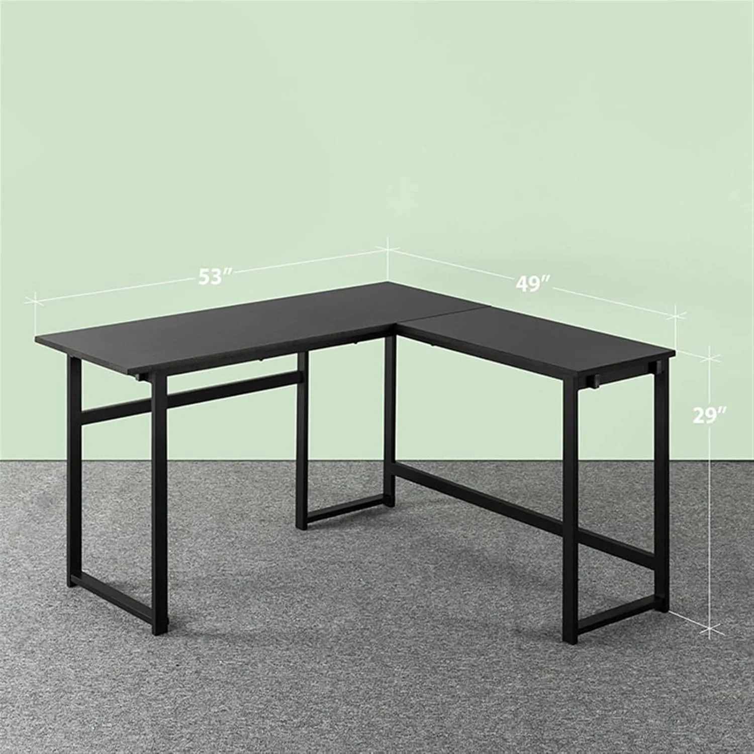 میز کامپیوتر شیشه ای ZKSKOX، میز کار اداری خانگی با قفسه، ایستگاه کاری گوشه گرد، مشکی