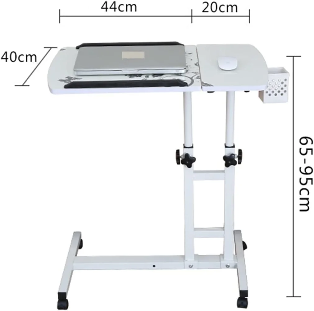 میز کار تاشو و قابل حمل برای لپ تاپ، مناسب برای استفاده در کنار تخت، با قابلیت تنظیم ارتفاع و چرخش