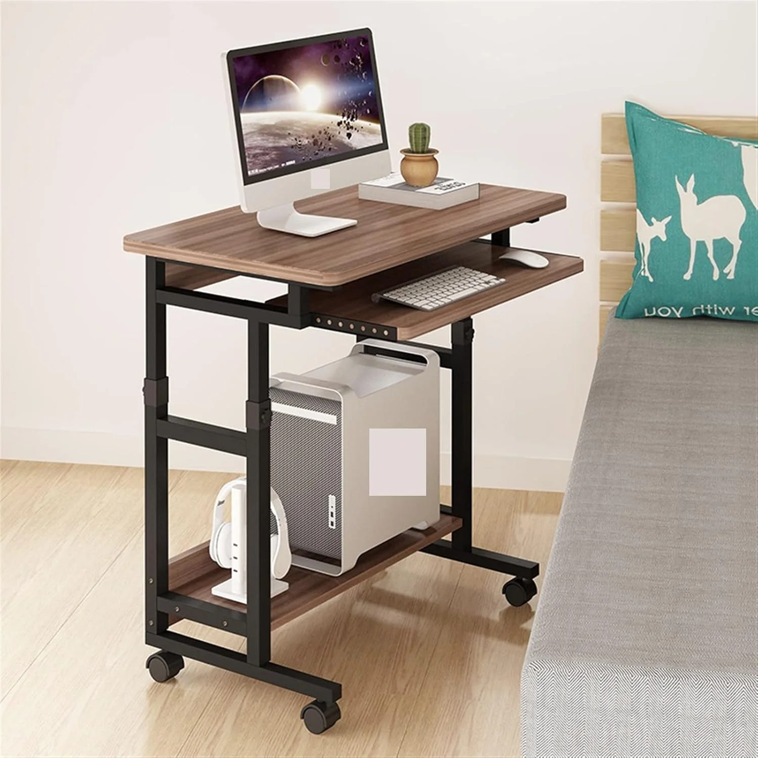 میز کار، میز کامپیوتر رومیزی، میز لپ تاپ، میز کنار تختی کوچک متحرک مناسب اتاق خواب