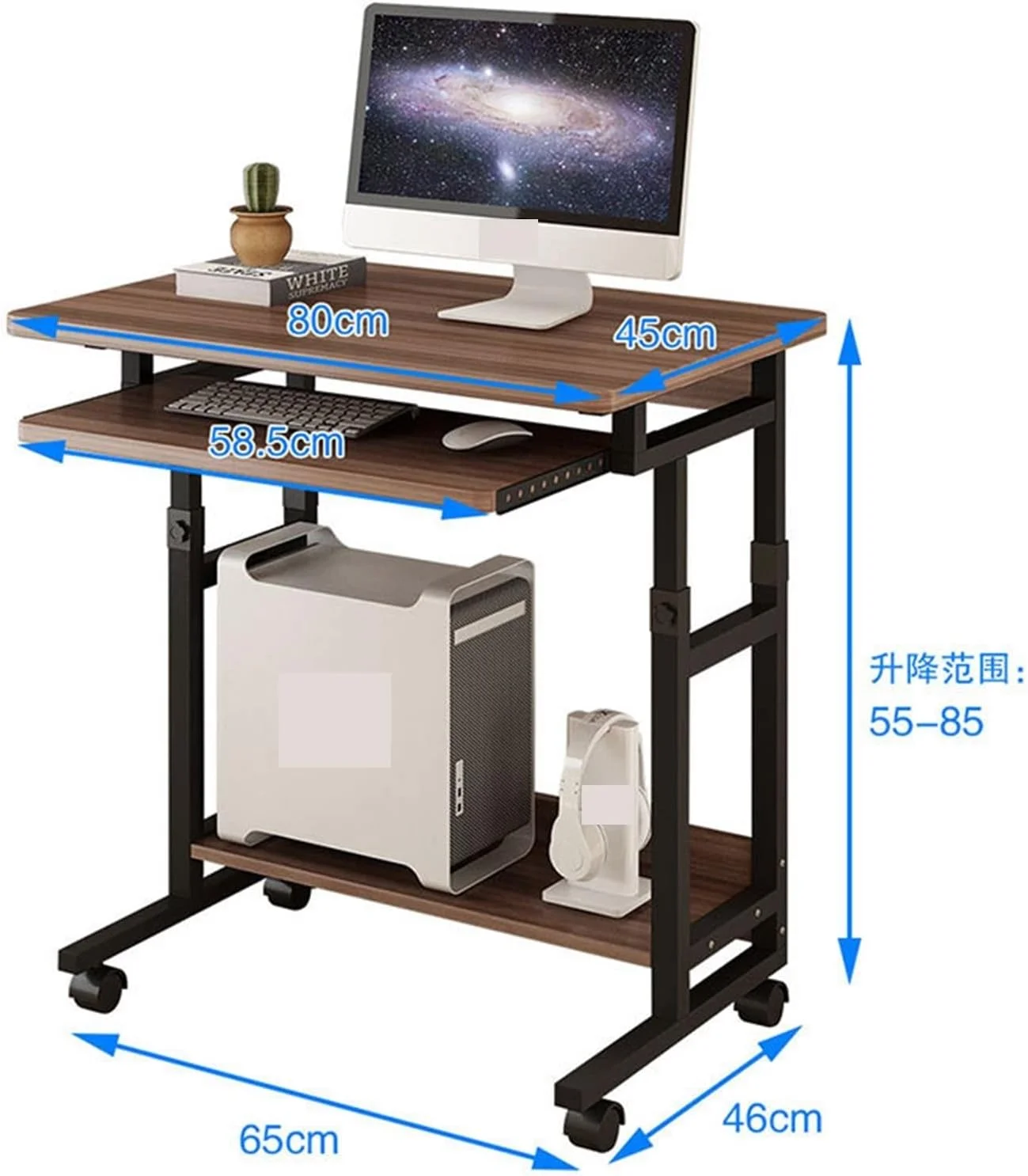 میز کار، میز کامپیوتر رومیزی، میز لپ تاپ، میز کنار تختی کوچک متحرک مناسب اتاق خواب