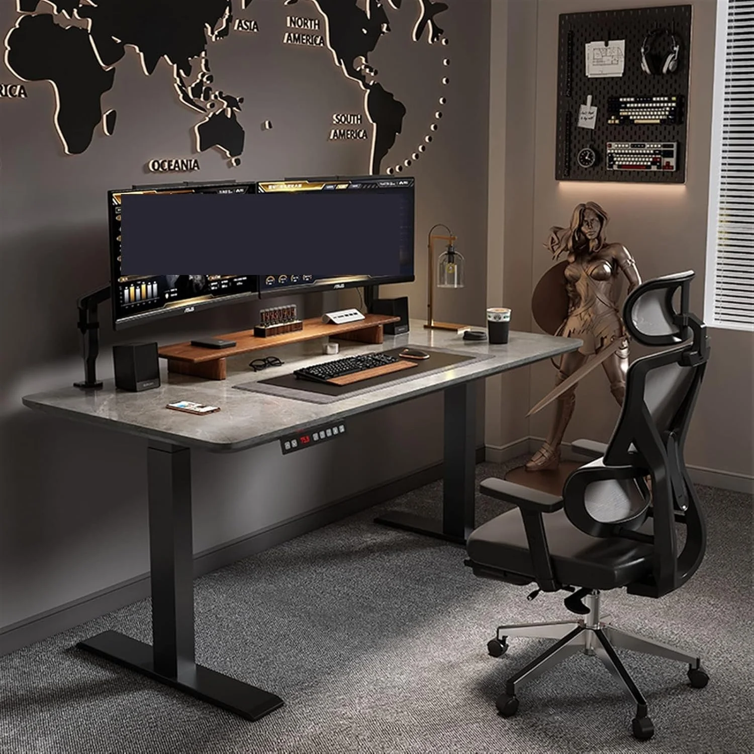 میز کار ZKSKOX پایه میز برقی بالابر الکترونیکی مناسب گیمینگ و کار خانگی، موتور دوگانه، میز کامپیوتر اداری ایستاده