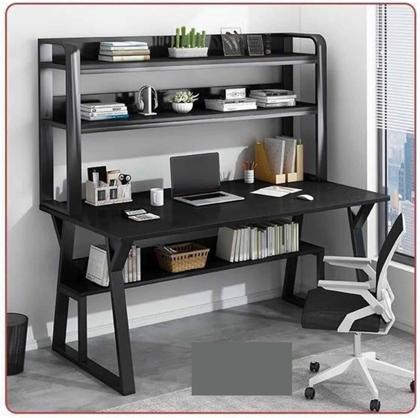 میز کار ZKSKOX، ترکیبی از میز کامپیوتر و قفسه کتاب، مناسب برای نوشتن و مطالعه دانشجویی