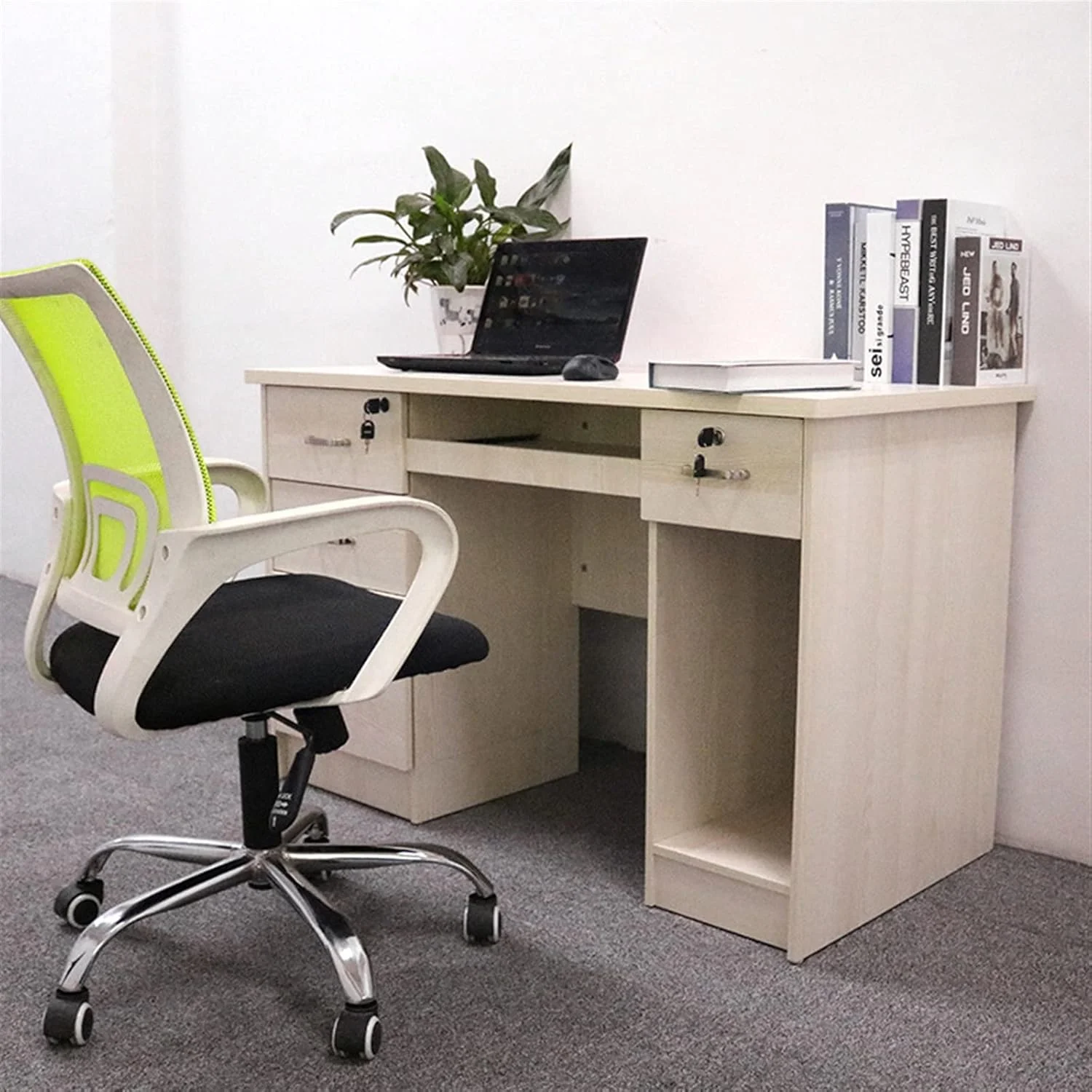 میز کار ZKSKOX، میز کارمندی، میز کامپیوتر خانگی تک نفره با کابینت، چند منظوره برای مطالعه میز کار ZKSKOX، میز کارمندی، میز کامپیوتر خانگی تک نفره با کابینت، چند منظوره برای مطالعه