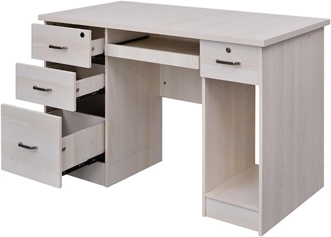 میز کار ZKSKOX، میز کارمندی، میز کامپیوتر خانگی تک نفره با کابینت، چند منظوره برای مطالعه میز کار ZKSKOX، میز کارمندی، میز کامپیوتر خانگی تک نفره با کابینت، چند منظوره برای مطالعه