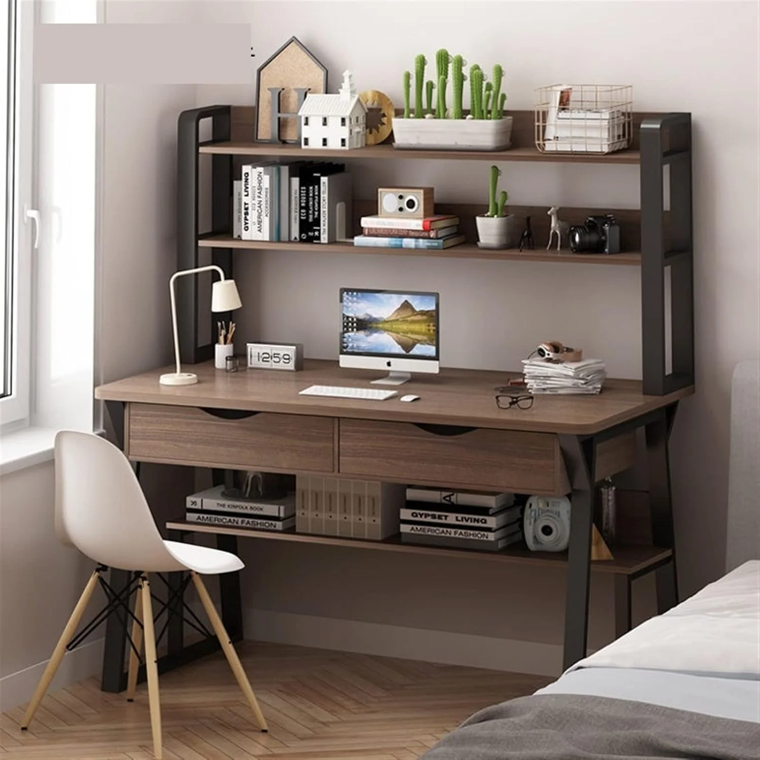 میز کار، میز کامپیوتر، ترکیب قفسه کتاب، مناسب اتاق خواب ساده، مطالعه، دفتر کار میز کار، میز کامپیوتر، ترکیب قفسه کتاب، مناسب اتاق خواب ساده، مطالعه، دفتر کار