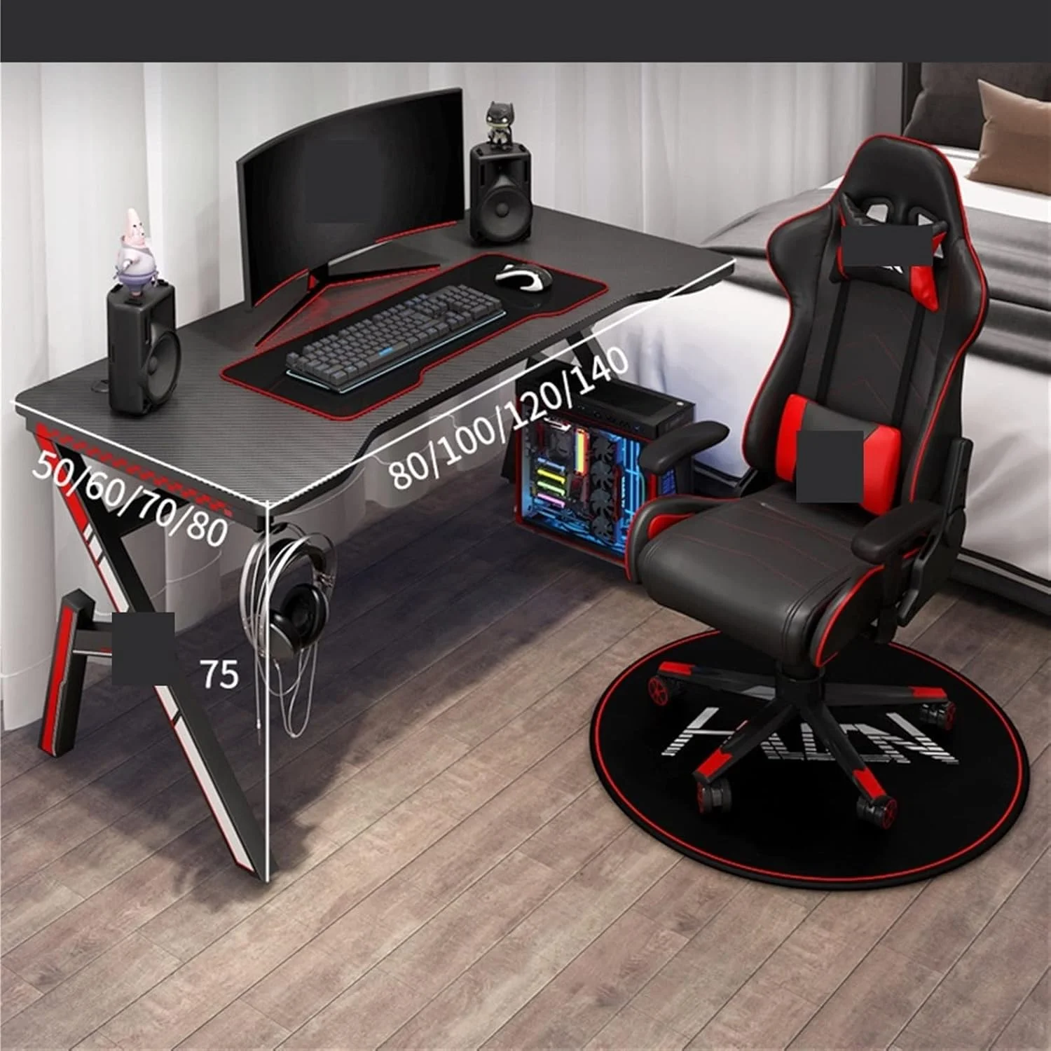 میز کار مربع، میز کامپیوتر، مناسب اتاق خواب منزل، میز بازی، ست ترکیبی چند رنگ اسپرت و صندلی