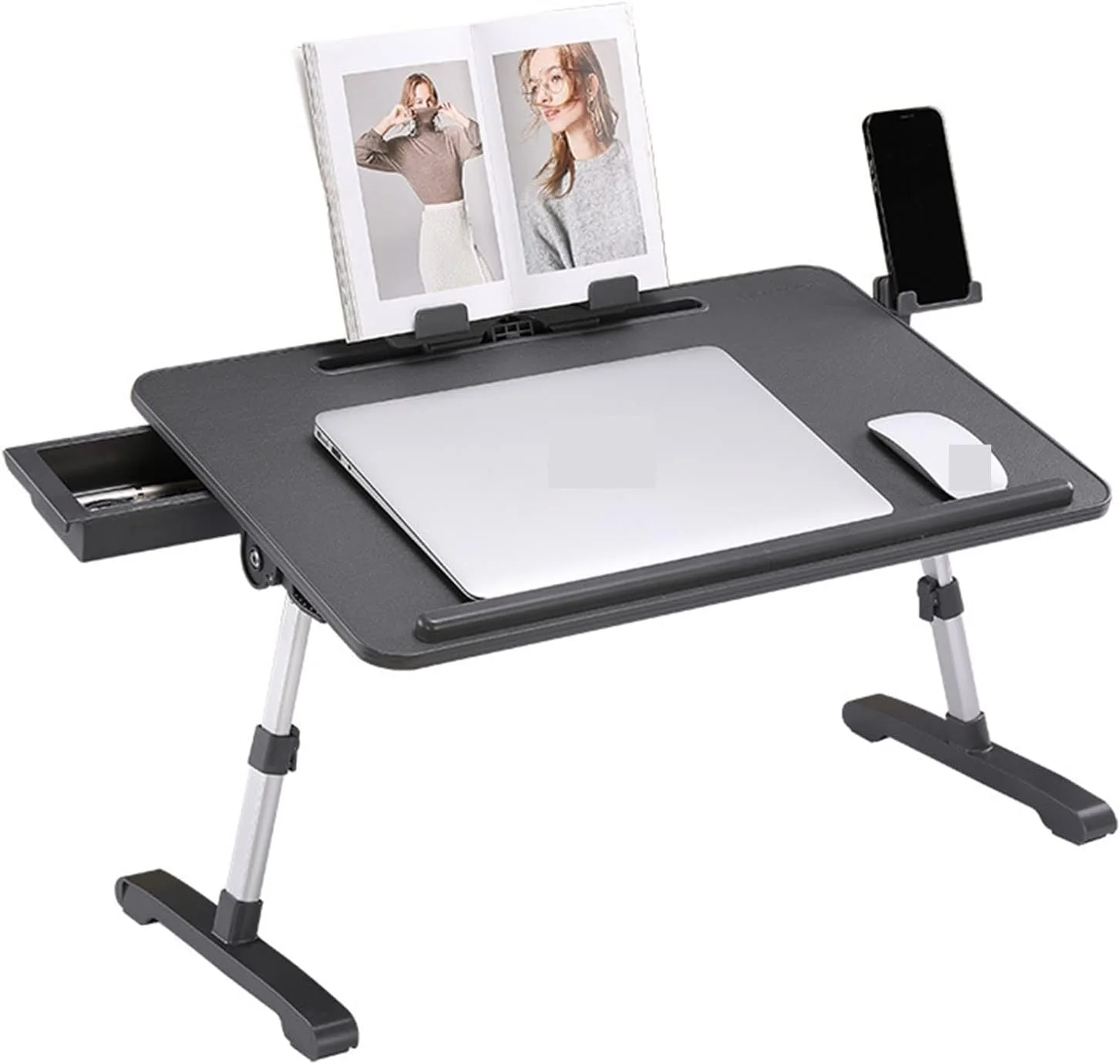 میز کار ZKSKOX، میز لپ تاپ مشکی، میز کامپیوتر تاشو قابل حمل