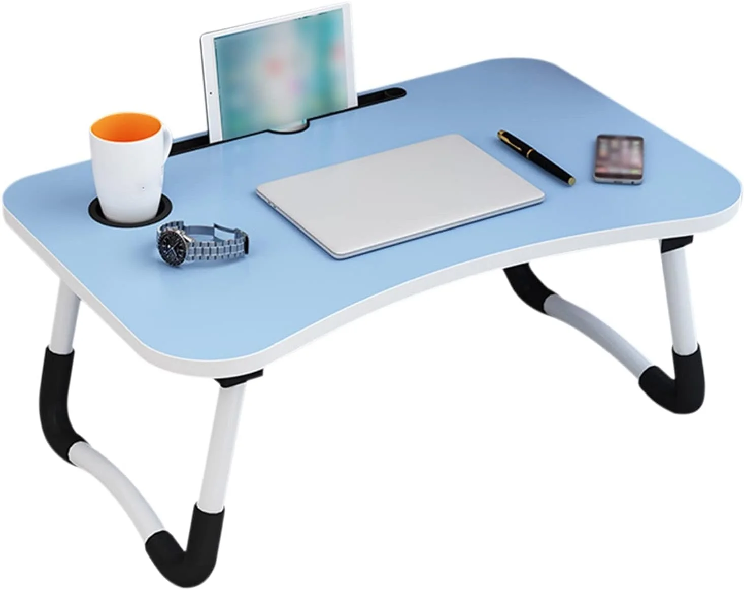 میز کار تاشو، میز لپ تاپ قابل حمل، میز تحریر تاشو خانگی با جای لیوان و قفل