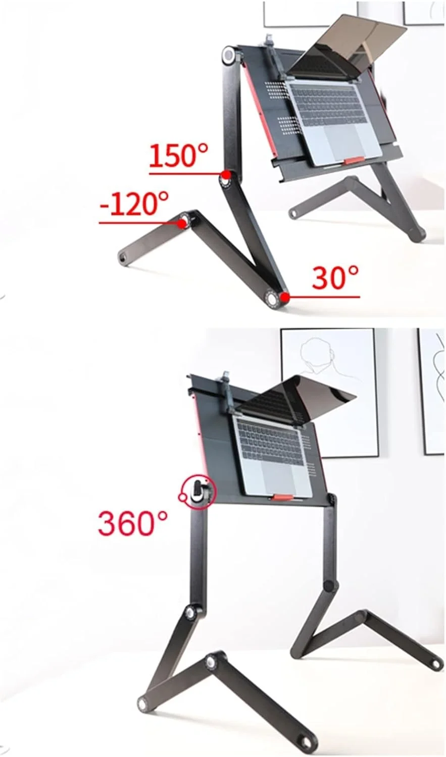 میز کار ZKSKOX، میز لپ‌تاپ تختخوابی، میز کوچک برای نوت‌بوک، تاشو و قابل تنظیم