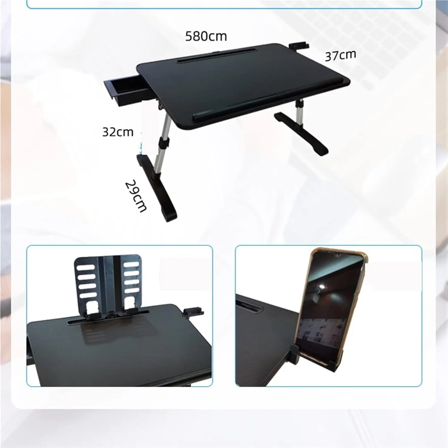 میز کار لپ تاپ مشکی میز کامپیوتر تاشو قابل حمل