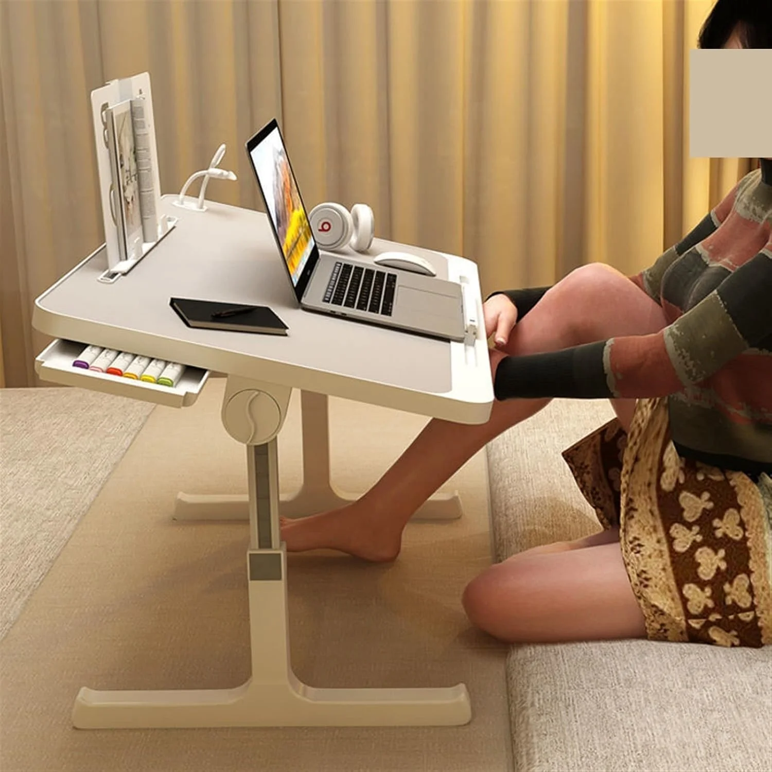 میز کار ZKSKOX، میز کوچک تخت خواب، میز بالابر کامپیوتر، میز تحریر خوابگاهی تاشو لپ تاپ