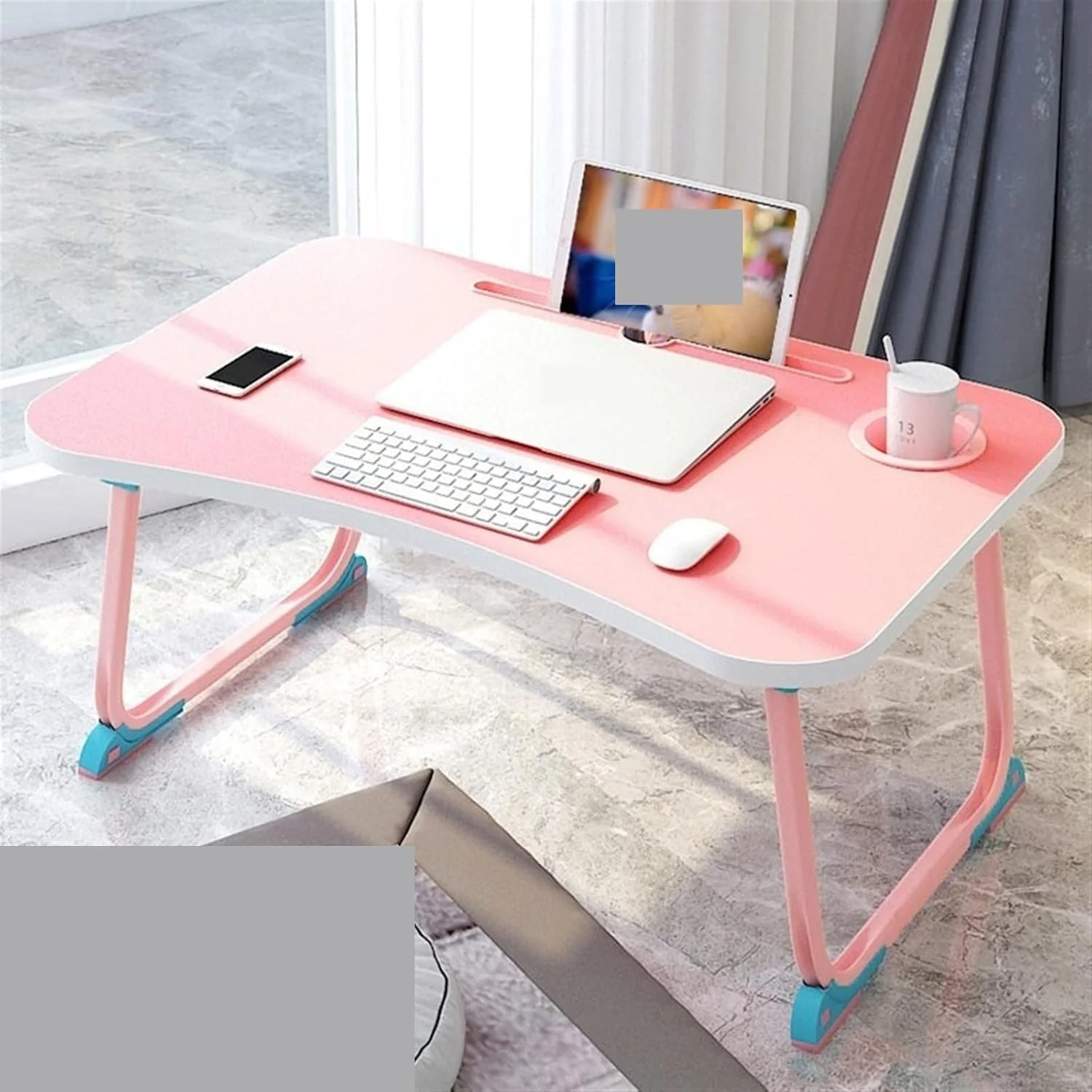 میز کار ZKSKOX، میز کامپیوتر تخت خوابی، مناسب خوابگاه دانشجویی، تاشو و مناسب لپ تاپ برای مطالعه
