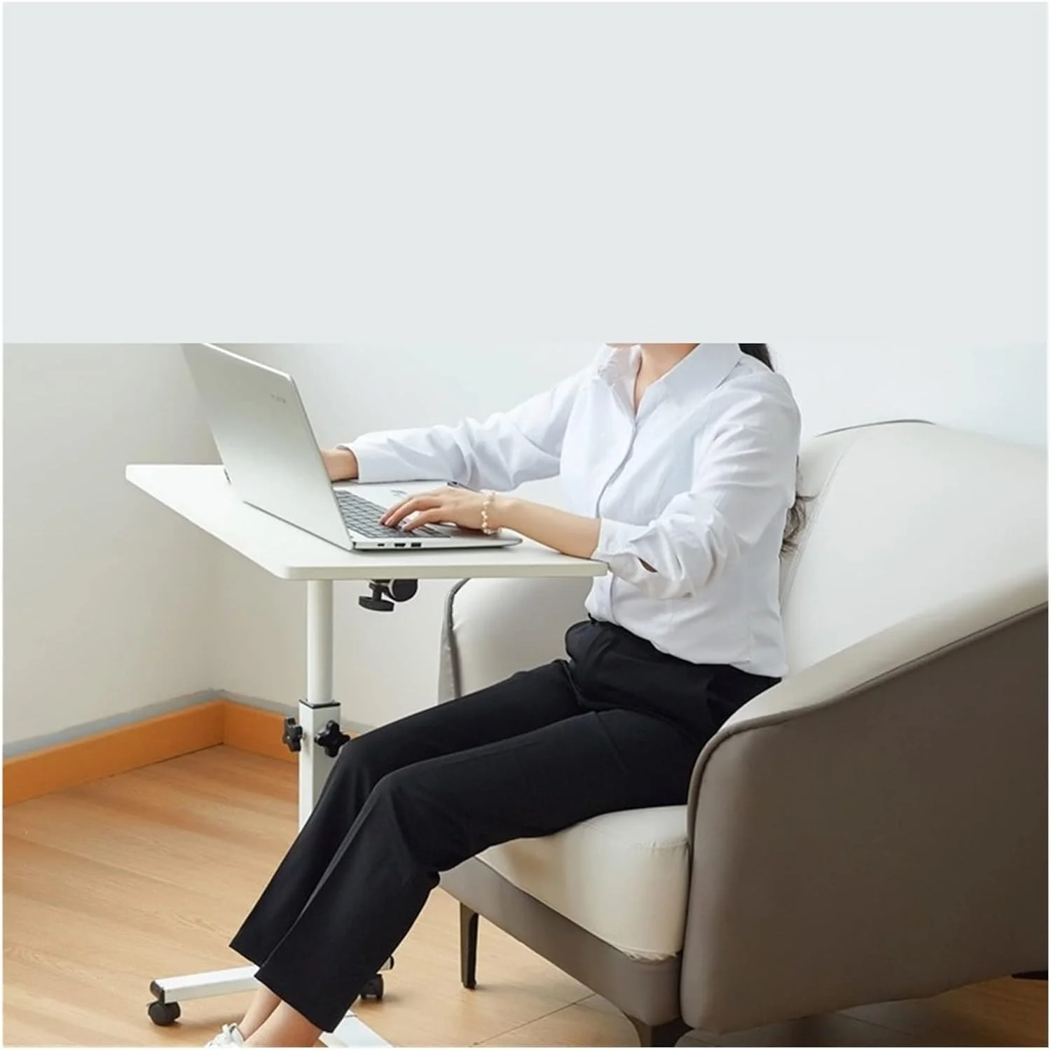 میز کار ZKSKOX، میز کنار تختی متحرک، میز تاشو ساده کنار تخت، مناسب اتاق خواب، دفتر کار، کامپیوتر، دکوراسیون منزل