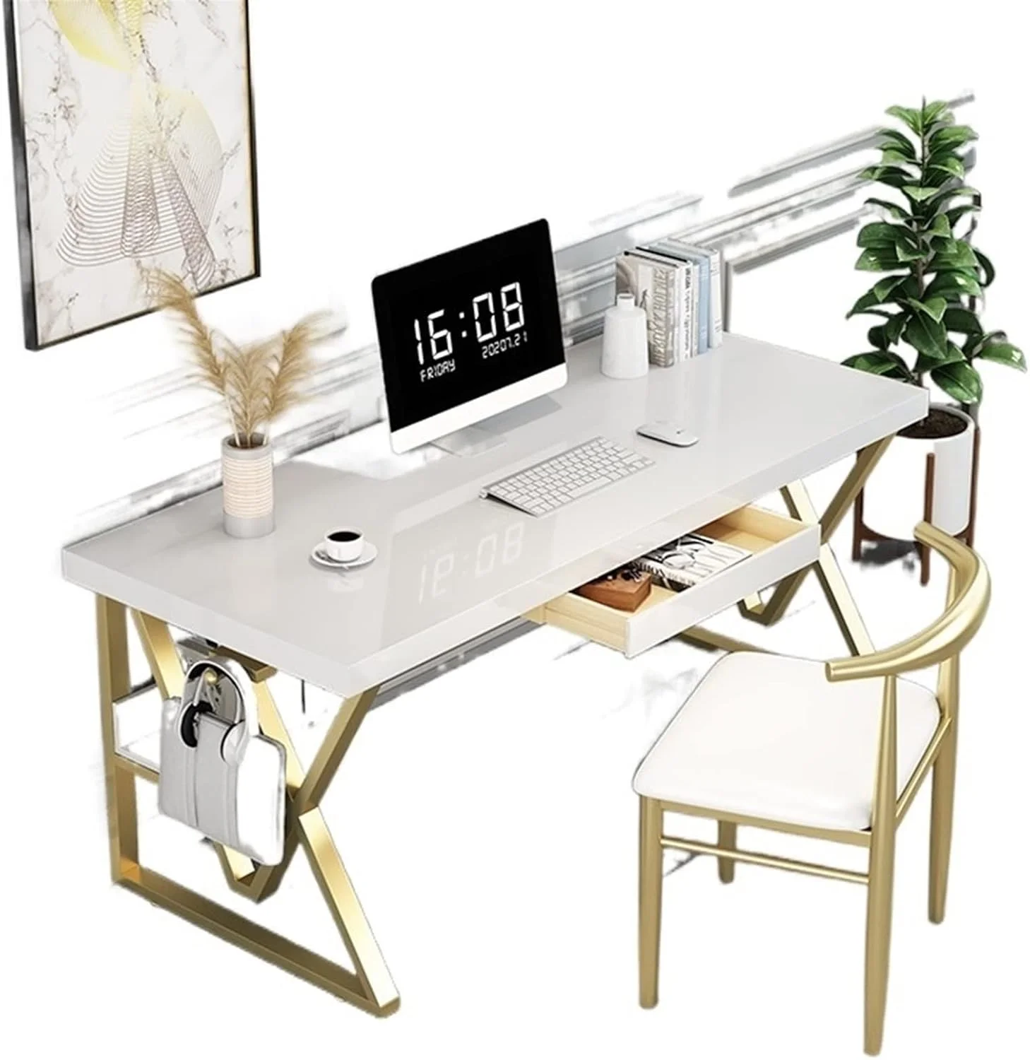 میز کار میز تحریر سفید مناسب کامپیوتر، مطالعه، دفتر کار، نوشتن میز کار میز تحریر سفید مناسب کامپیوتر، مطالعه، دفتر کار، نوشتن