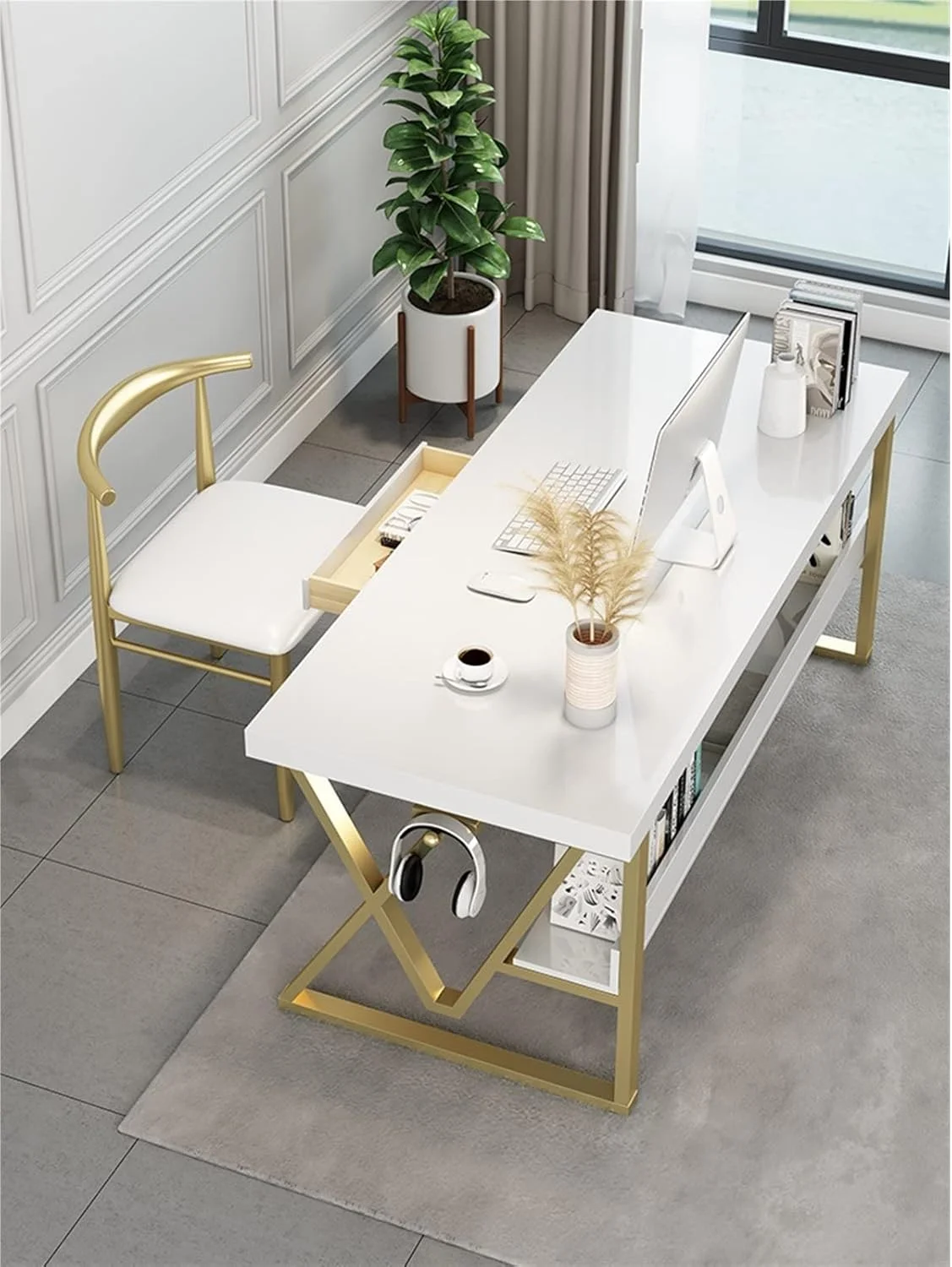 میز کار میز تحریر سفید مناسب کامپیوتر، مطالعه، دفتر کار، نوشتن میز کار میز تحریر سفید مناسب کامپیوتر، مطالعه، دفتر کار، نوشتن