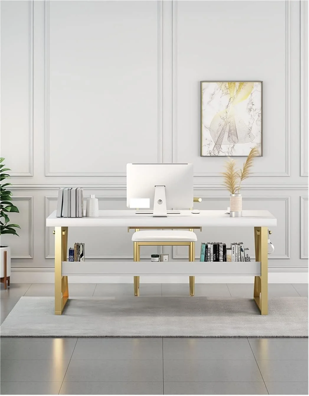 میز کار میز تحریر سفید مناسب کامپیوتر، مطالعه، دفتر کار، نوشتن میز کار میز تحریر سفید مناسب کامپیوتر، مطالعه، دفتر کار، نوشتن