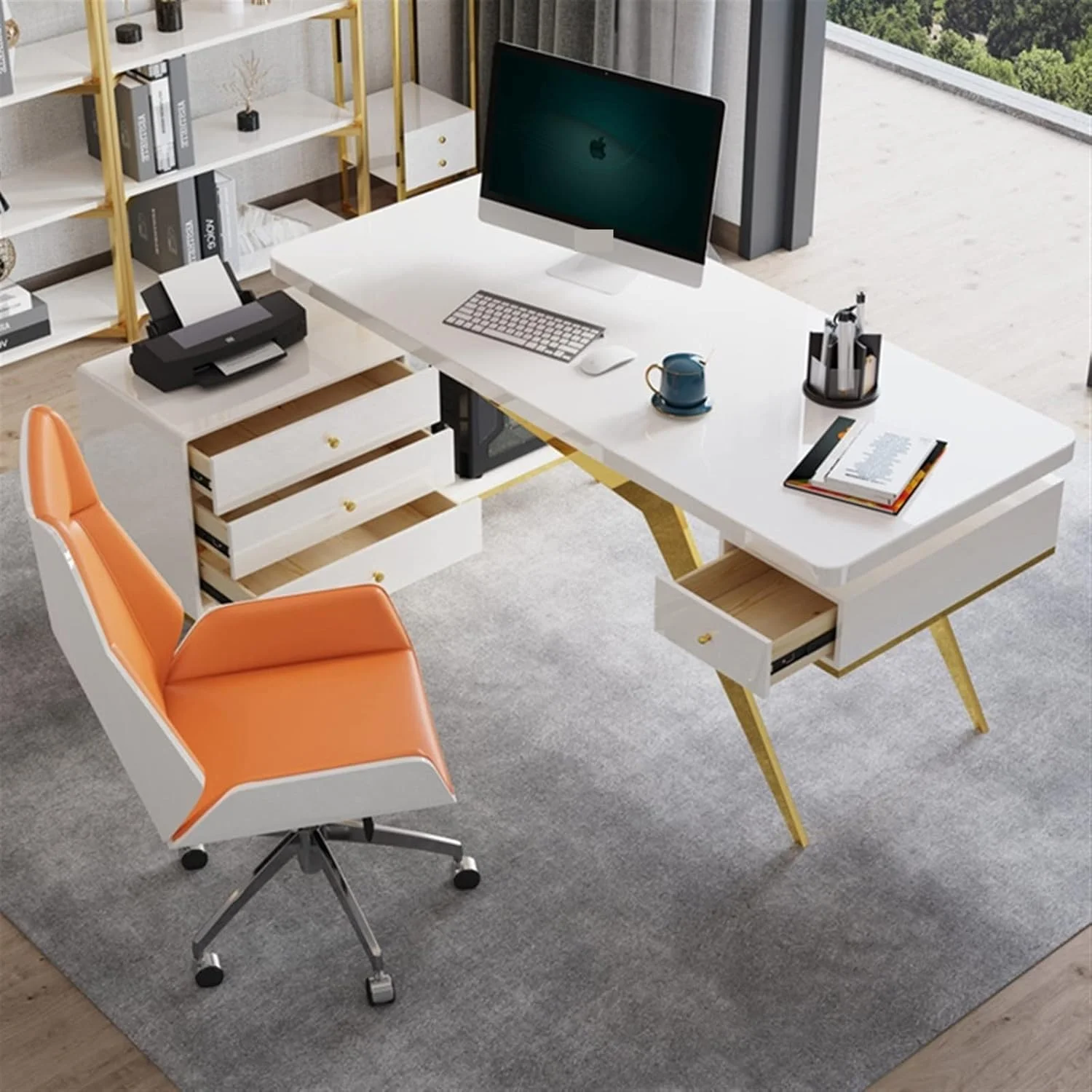 میز کار ZKSKOX، صندلی میز، میز گوشه ای با فضای ذخیره سازی، میز مطالعه، کامپیوتر مناسب خانواده های کوچک میز کار ZKSKOX، صندلی میز، میز گوشه ای با فضای ذخیره سازی، میز مطالعه، کامپیوتر مناسب خانواده های کوچک