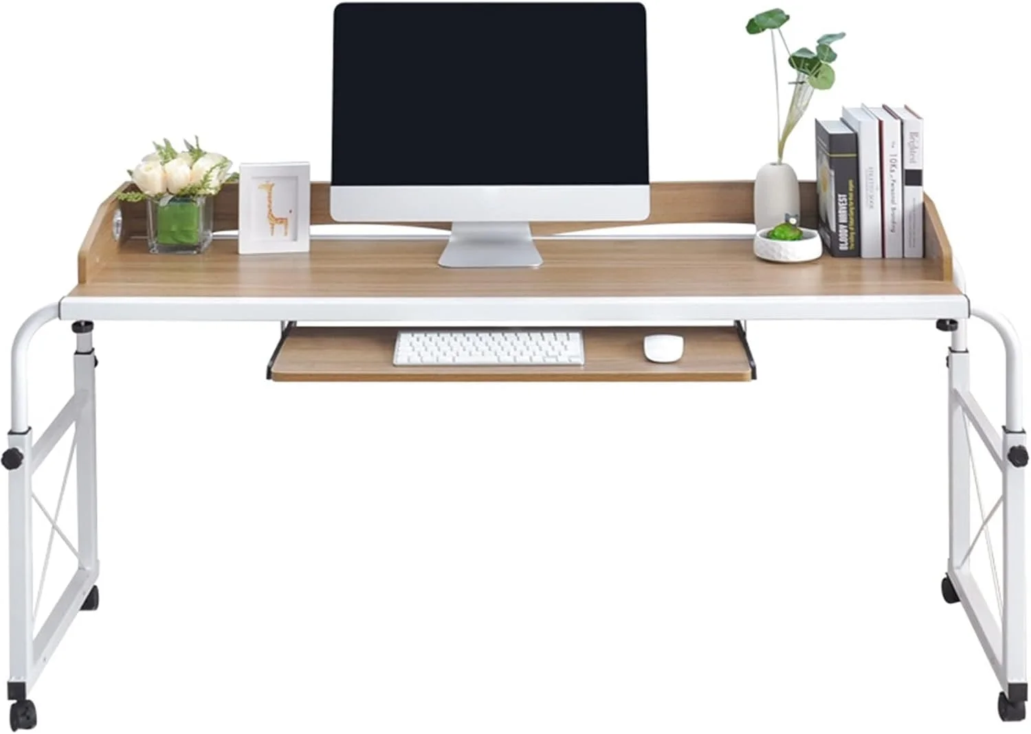 میز کار بزرگ برای کامپیوتر با صفحه کلید، رویه متحرک و قابلیت تنظیم ارتفاع برای تخت میز کار بزرگ برای کامپیوتر با صفحه کلید، رویه متحرک و قابلیت تنظیم ارتفاع برای تخت