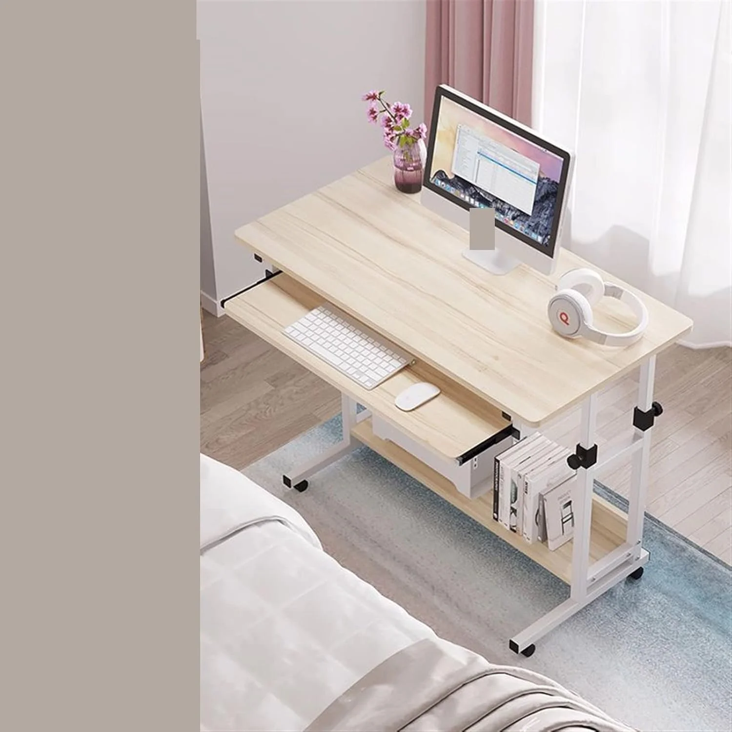 میز کار ZKSKOX، میز کامپیوتر متحرک، میز تحریر، میز کنار تخت، بالابر خانگی اتاق خواب، اداری، نوشتن دانش آموزی