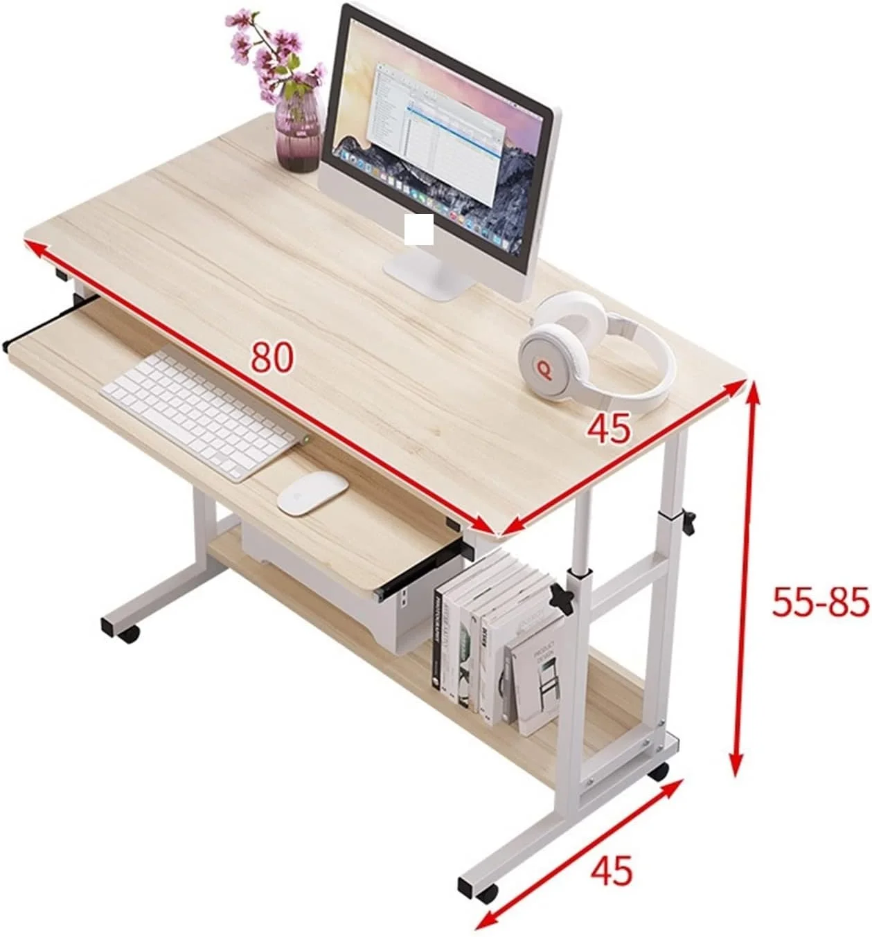میز کار ZKSKOX، میز کامپیوتر متحرک، میز تحریر، میز کنار تخت، بالابر خانگی اتاق خواب، اداری، نوشتن دانش آموزی