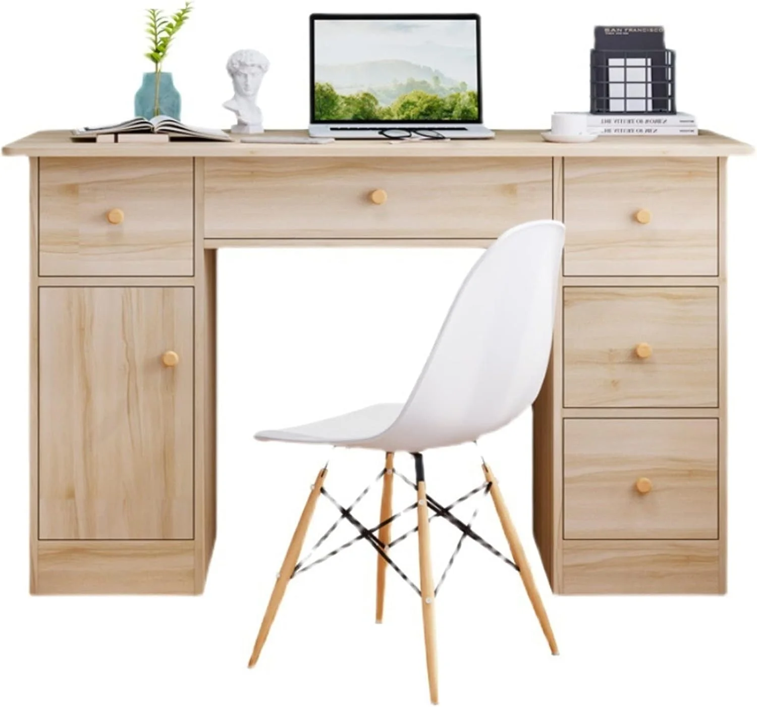 میز کار ZKSKOX، میز کامپیوتر، میز تحریر خانگی یکپارچه با کشو، مناسب اتاق کار، اتاق خواب، مطالعه و نوشتن