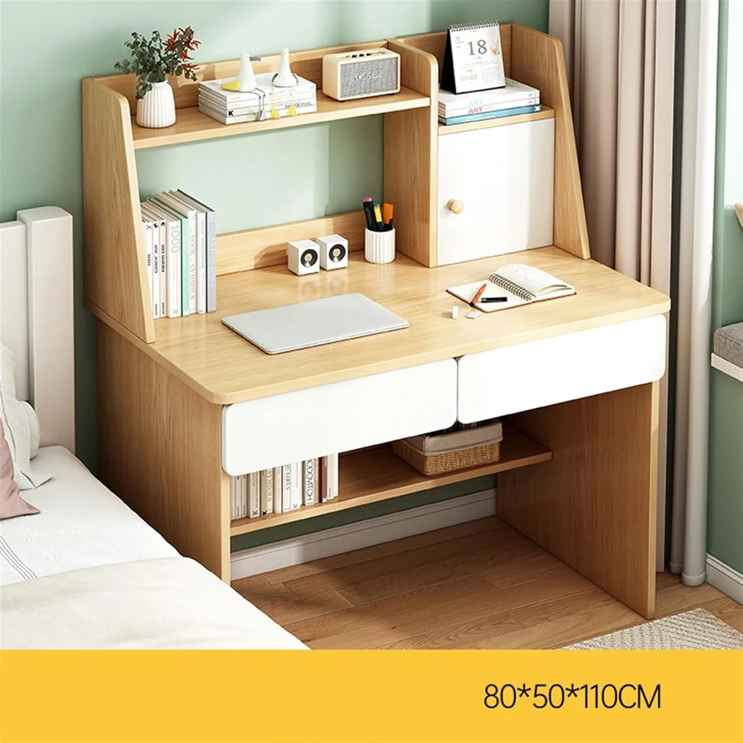 میز کار، قفسه کتاب، یکپارچه، کامپیوتر کوچک، رومیزی، اتاق خواب خانگی، مناسب برای مطالعه دانش آموزان