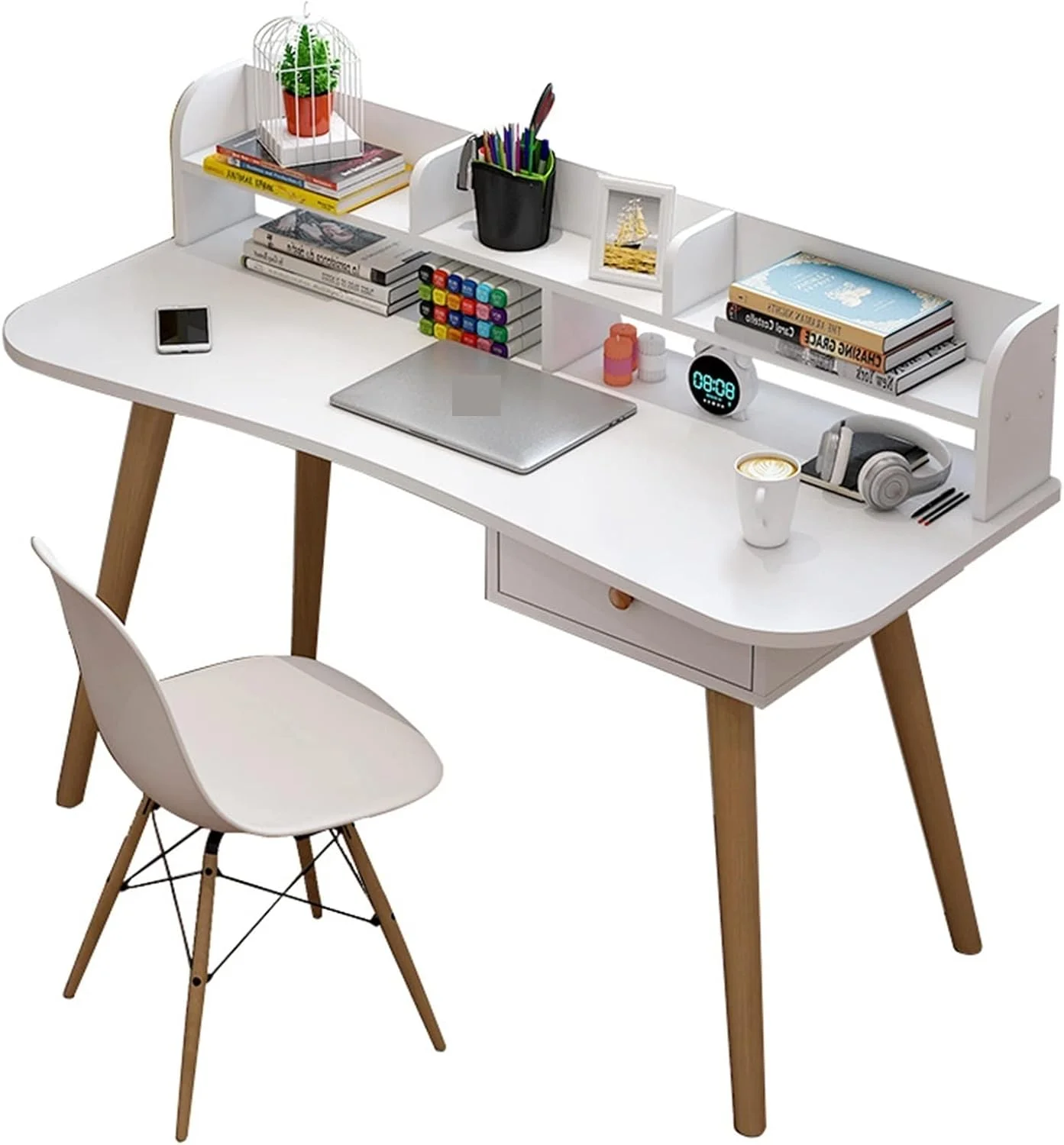 میز کار میز کامپیوتر ترکیب قفسه کتاب اتاق خواب دخترانه منزل استیجاری مطالعه دانشجویی