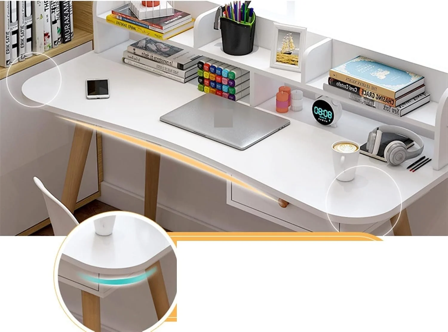 میز کار میز کامپیوتر ترکیب قفسه کتاب اتاق خواب دخترانه منزل استیجاری مطالعه دانشجویی میز کار میز کامپیوتر ترکیب قفسه کتاب اتاق خواب دخترانه منزل استیجاری مطالعه دانشجویی