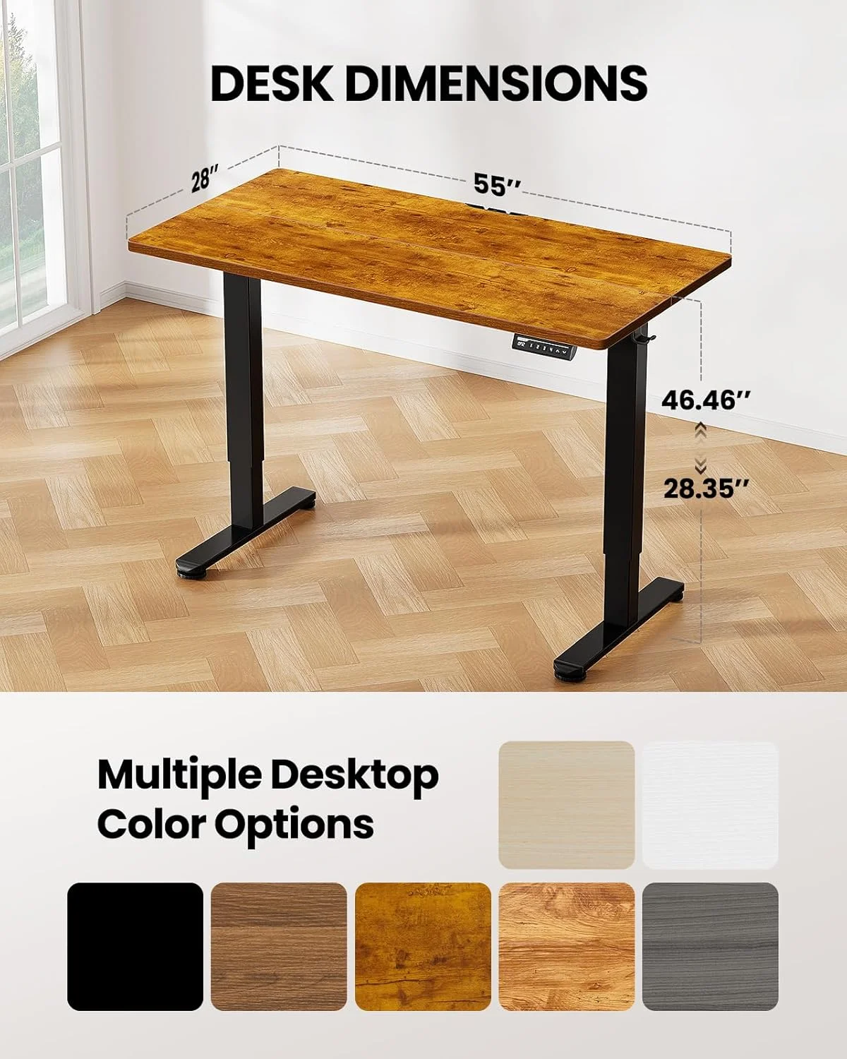 میز تحریر برقی با قابلیت تنظیم ارتفاع ErGear، ابعاد 140x71 سانتی متر، میز کامپیوتر بزرگ مناسب برای کار در منزل و اداره با صفحه دو تکه (قهوه ای وینتیج) میز تحریر برقی با قابلیت تنظیم ارتفاع ErGear، ابعاد 140x71 سانتی متر، میز کامپیوتر بزرگ مناسب برای کار در منزل و اداره با صفحه دو تکه (قهوه ای وینتیج)