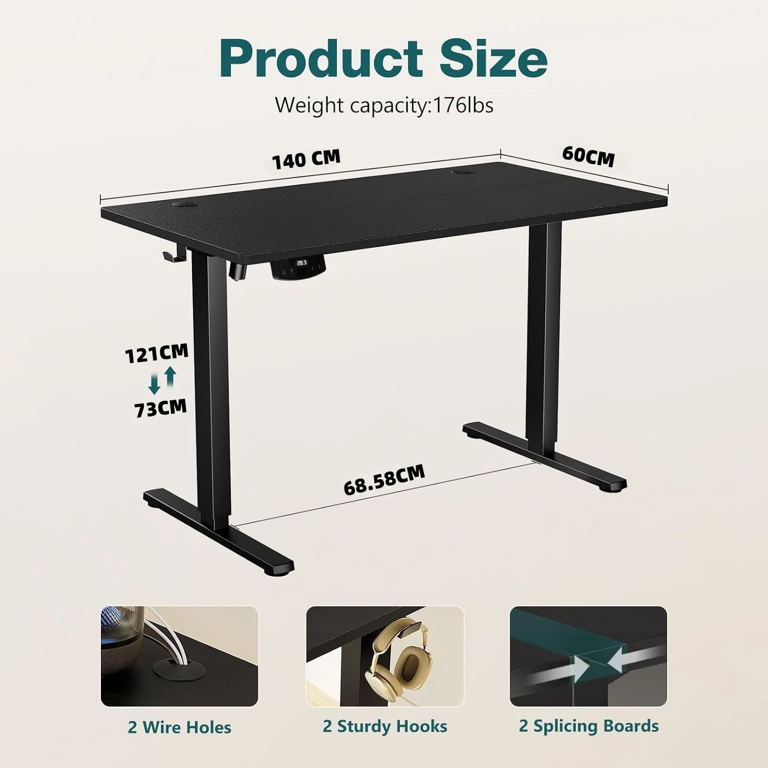 میز گیمینگ برقی 140 سانتی متری، میز ایستاده، میز کامپیوتر برقی، میز قابل تنظیم ارتفاع، میز کار اداری خانگی با صفحه اتصال میز گیمینگ برقی 140 سانتی متری، میز ایستاده، میز کامپیوتر برقی، میز قابل تنظیم ارتفاع، میز کار اداری خانگی با صفحه اتصال
