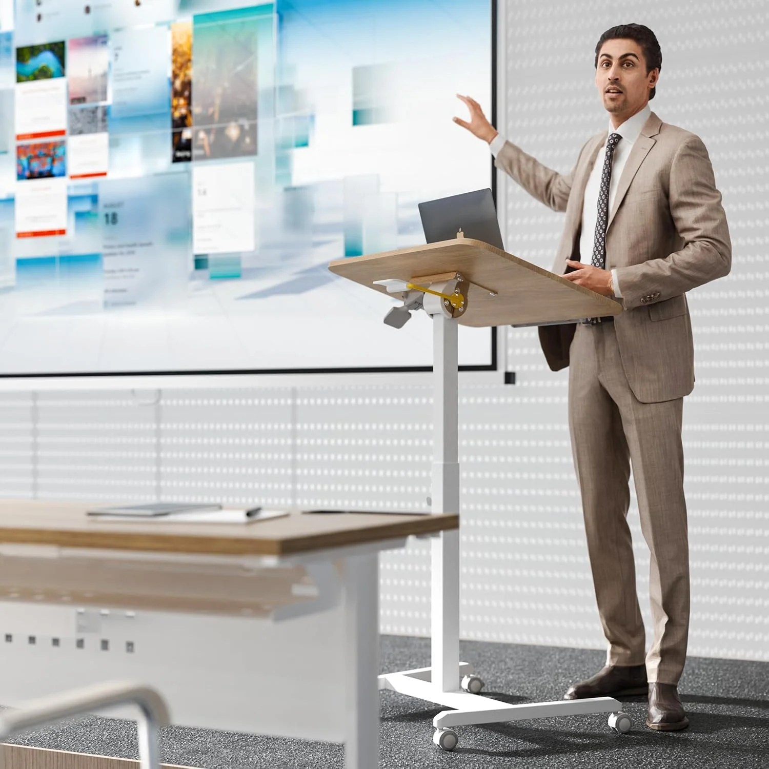 میز ایستاده قابل حمل ETHU با چرخ، شیب 0-90 درجه و ارتفاع قابل تنظیم 76-110 سانتی متر، ایستگاه کاری کامپیوتر، پایه تریبون چرخ دار با قلاب مغناطیسی، میز لپ تاپ کنار تخت برای خانه، دفتر، افرا میز ایستاده قابل حمل ETHU با چرخ، شیب 0-90 درجه و ارتفاع قابل تنظیم 76-110 سانتی متر، ایستگاه کاری کامپیوتر، پایه تریبون چرخ دار با قلاب مغناطیسی، میز لپ تاپ کنار تخت برای خانه، دفتر، افرا