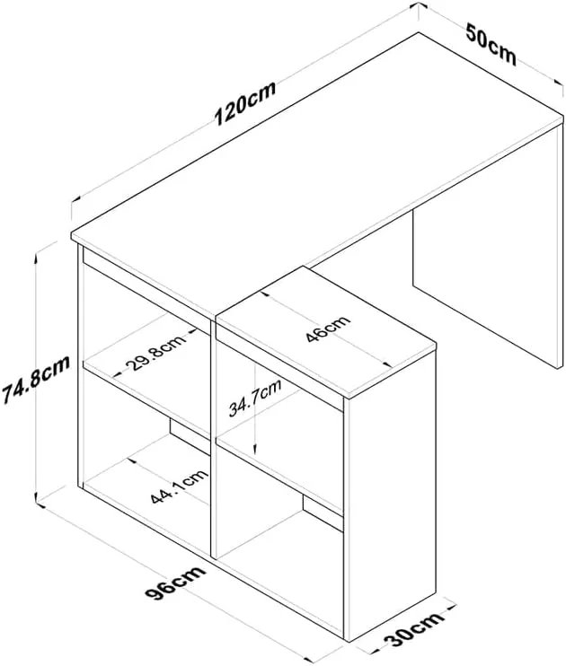 میز کامپیوتر اداری HC Home Canvas با ۴ قفسه، ۱۲۰ سانتی متر، سفید - گردویی