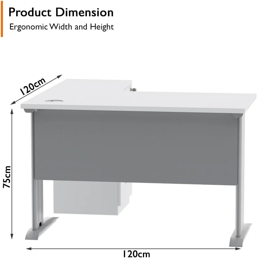میز کار مدرن و جادار ال شکل ایستازیون مهمایی با کشو - ایده آل برای مدیران اداری، استفاده در منزل و استفاده چند منظوره به عنوان میز کامپیوتر یا میز طراحی (120 سانتی متر، سفید) میز کار مدرن و جادار ال شکل ایستازیون مهمایی با کشو - ایده آل برای مدیران اداری، استفاده در منزل و استفاده چند منظوره به عنوان میز کامپیوتر یا میز طراحی (120 سانتی متر، سفید)