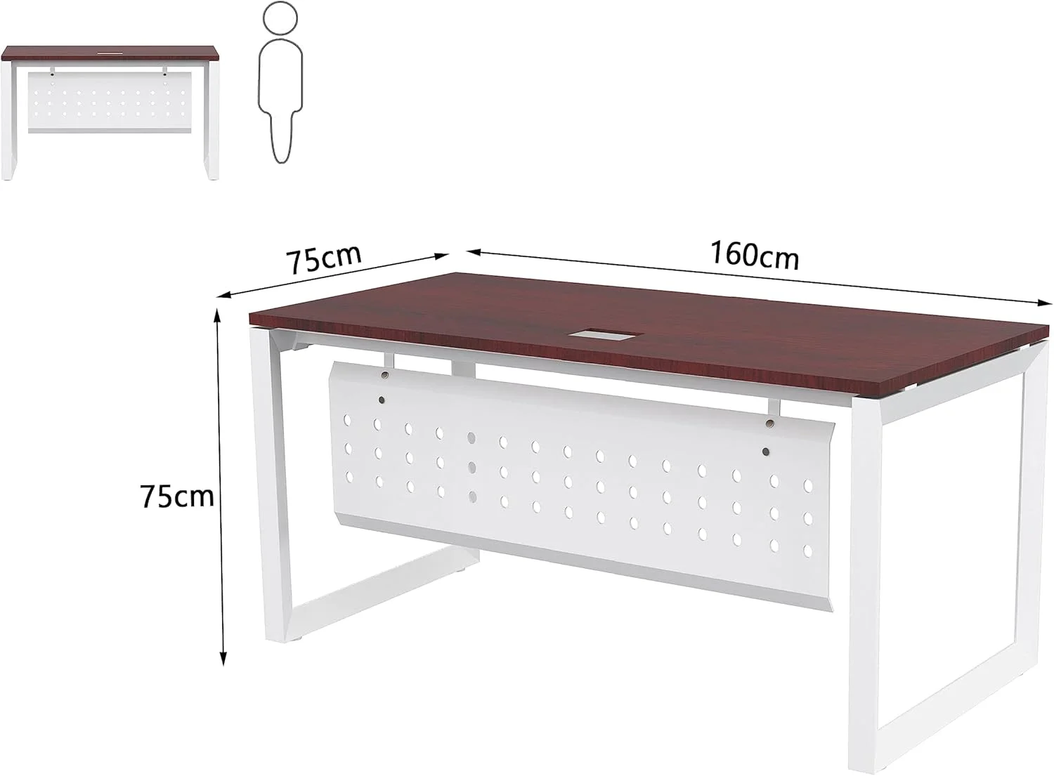میز کار مدرن Mahmayi Vorm 136-16 - میز MDF چند منظوره با مدیریت کابل هوشمند، ایمن و قوی - ایده آل برای استفاده در خانه و دفتر (بدون کشو) (160 سانتی متر، آلبالویی)