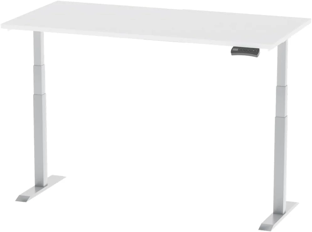 میز مدرن با قابلیت تنظیم ارتفاع الکترونیکی Mahmayi Lift-12 به همراه مدیریت کابل - میز کارآمد اداری با 2 سوراخ برای فضاهای کاری منظم و ارگونومی قابل تنظیم (سفید، 120 سانتی متر)