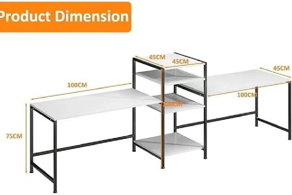 چیدمان مدرن دفتر کار خانگی با دو میز و دکور مینیمالیستی
