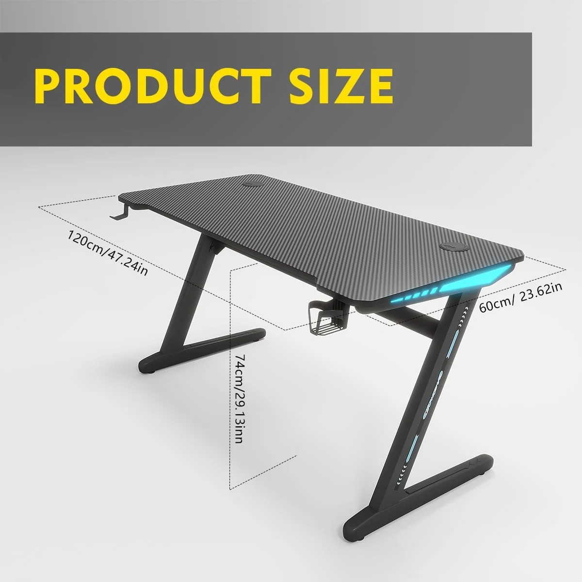 میز کامپیوتر گیمینگ MEISHIDA با سطح فیبر کربن، میز بازی کامپیوتر Z شکل مناسب برای دفتر کار خانگی با جا لیوانی و قلاب هدفون، پد ماوس (120 * 60 سانتی متر) (مشکی) میز کامپیوتر گیمینگ MEISHIDA با سطح فیبر کربن، میز بازی کامپیوتر Z شکل مناسب برای دفتر کار خانگی با جا لیوانی و قلاب هدفون، پد ماوس (120 * 60 سانتی متر) (مشکی)