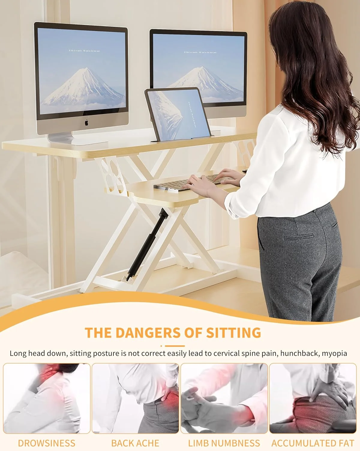 تبدیل میز ایستاده OUUTMEE، میز ایستاده با قابلیت تنظیم ارتفاع با سینی صفحه کلید، بالابر ارگونومیک نشسته به ایستاده، برای لپ تاپ و مانیتور میز بازی اداری خانگی، اندازه رویه میز 91x40 سانتی متر رنگ چوب تبدیل میز ایستاده OUUTMEE، میز ایستاده با قابلیت تنظیم ارتفاع با سینی صفحه کلید، بالابر ارگونومیک نشسته به ایستاده، برای لپ تاپ و مانیتور میز بازی اداری خانگی، اندازه رویه میز 91x40 سانتی متر رنگ چوب