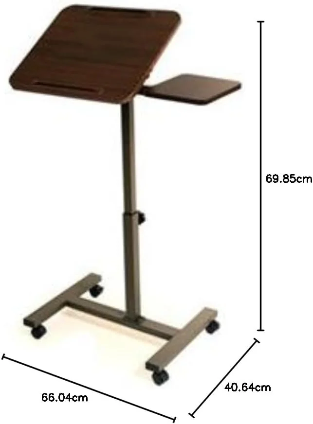 میز لپ‌تاپ چرخ‌دار با رویه محکم و ارتفاع قابل تنظیم Seville Classics، میز کار ارگونومیک متحرک برای خانه و دفتر کار، میز جانبی شیب‌دار (28 اینچ)، طرح چوب گردو
