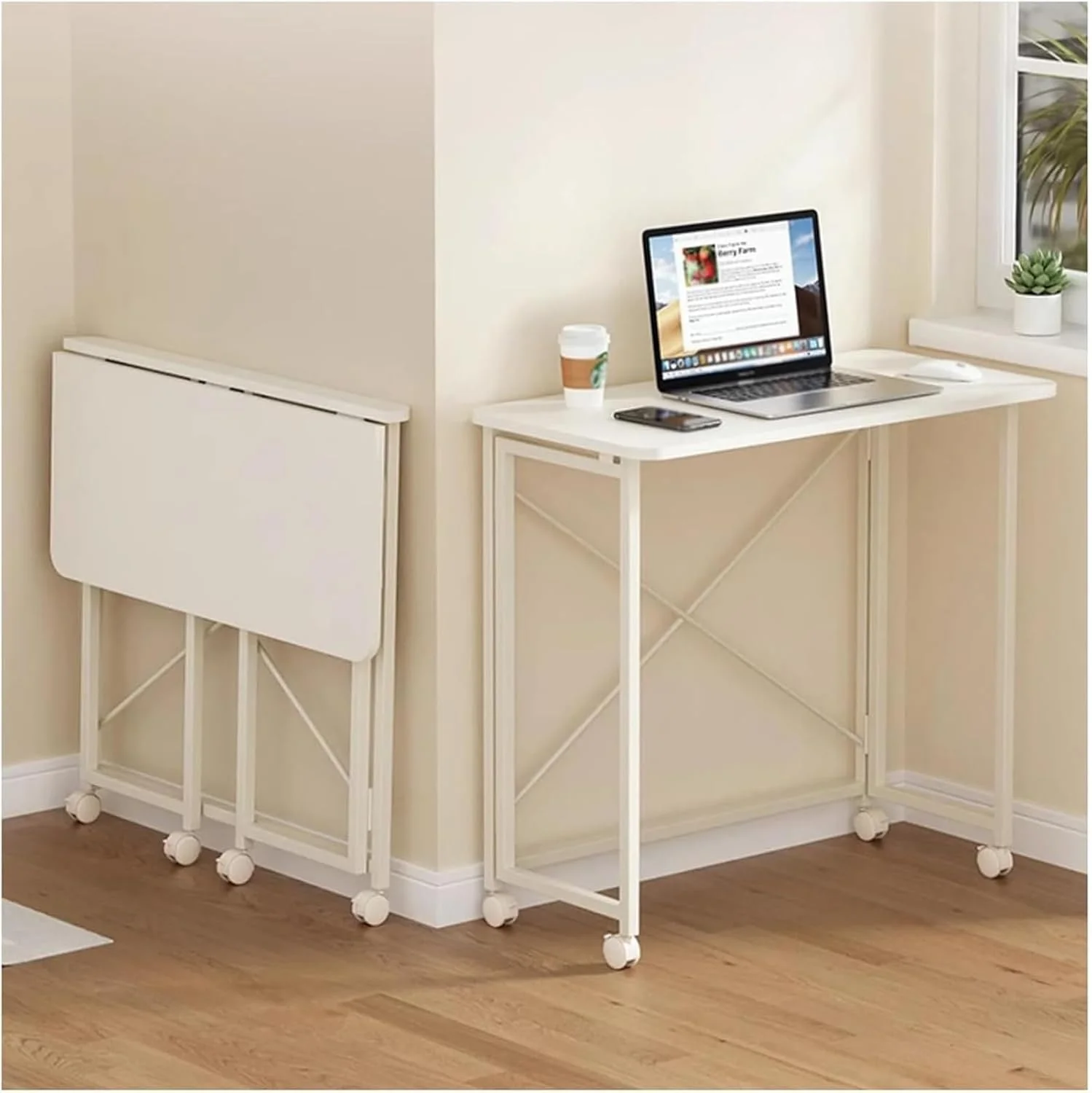 میز کامپیوتر تاشو قابل حمل ROUNY، میز لپ تاپ تاشو با قابلیت صرفه جویی در فضا، تاشو و جمع و جور برای نگهداری آسان و راه اندازی سریع، میز کامپیوتر قابل حمل با چرخ برای دفتر کار خانگی میز کامپیوتر تاشو قابل حمل ROUNY، میز لپ تاپ تاشو با قابلیت صرفه جویی در فضا، تاشو و جمع و جور برای نگهداری آسان و راه اندازی سریع، میز کامپیوتر قابل حمل با چرخ برای دفتر کار خانگی