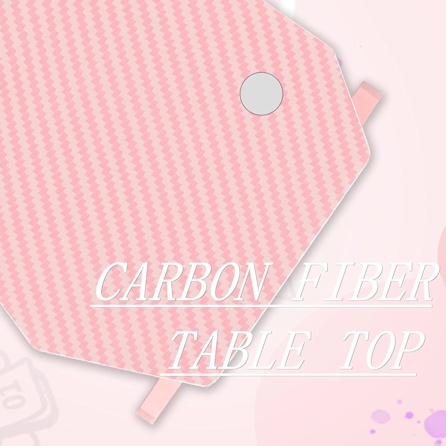 میز گیمینگ فیبر کربنی ROYAL POLAR، میز کامپیوتر ۱۲۰ سانتی متری، میز گیمر، میز مطالعه خانگی، ایستگاه کاری، میز کامپیوتر با پایه فولادی کربنی و نگهدارنده هدفون، میز گوشه ای صورتی