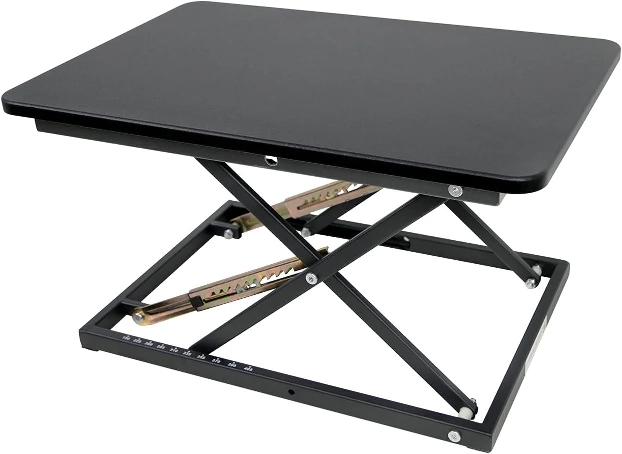 تبدیل میز نشسته به ایستاده STANDNEE، حداکثر تحمل وزن 65 کیلوگرم، مبدل میز ایستاده، پایه میز با سطح 60x40 سانتی متر برای کامپیوتر، PC، مانیتور دوگانه. (مشکی)