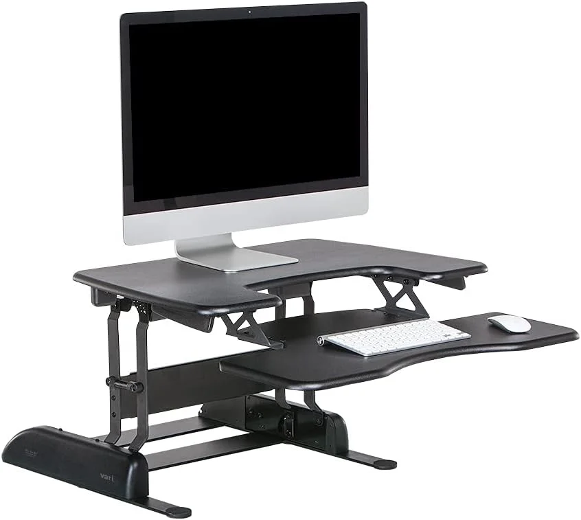 تبدیل کننده میز ایستاده قابل تنظیم ارتفاع VariDesk Pro Plus 30 برای دفتر کار خانگی - میز نشسته به ایستاده با 11 تنظیم ارتفاع، بالابر فنری و پایه وزنی - مونتاژ شده کامل، مشکی