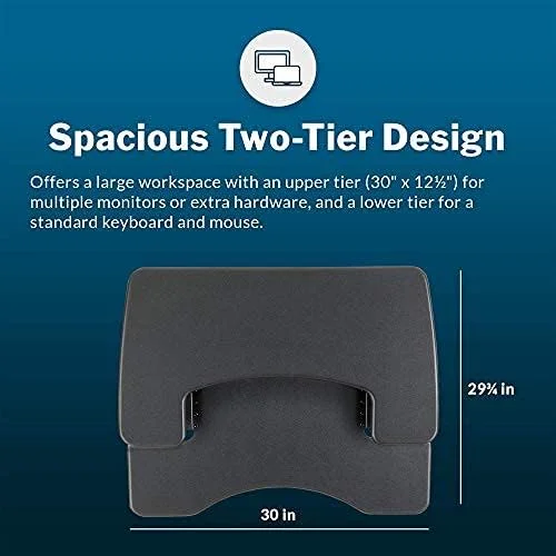 تبدیل کننده میز ایستاده قابل تنظیم ارتفاع VariDesk Pro Plus 30 برای دفتر کار خانگی - میز نشسته به ایستاده با 11 تنظیم ارتفاع، بالابر فنری و پایه وزنی - مونتاژ شده کامل، مشکی - تصویر 2 تبدیل کننده میز ایستاده قابل تنظیم ارتفاع VariDesk Pro Plus 30 برای دفتر کار خانگی - میز نشسته به ایستاده با 11 تنظیم ارتفاع، بالابر فنری و پایه وزنی - مونتاژ شده کامل، مشکی - تصویر 2