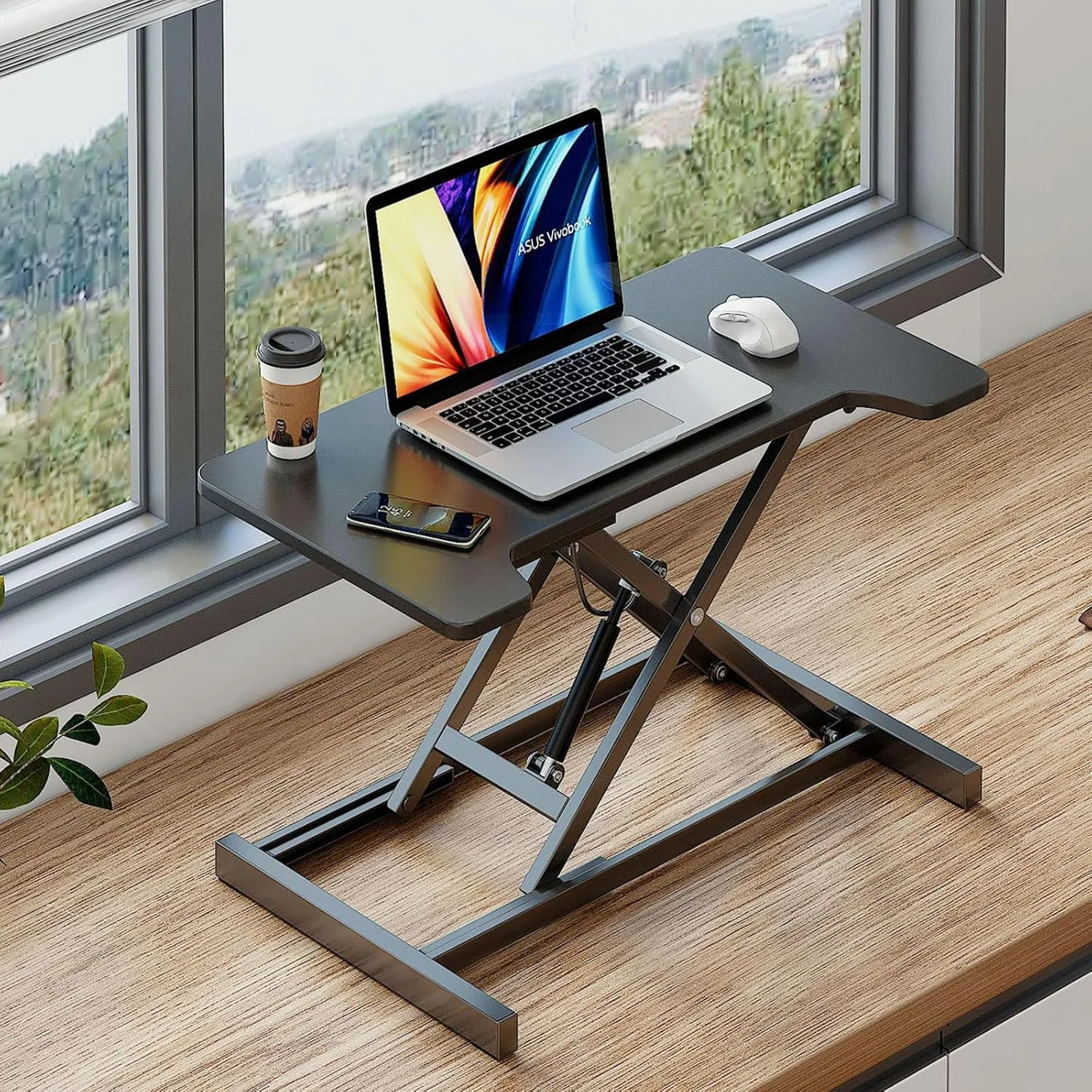 میز تحریر ایستاده، میز بالابر پنوماتیک تک لایه با سینی صفحه کلید و طراحی شکاف، ایستگاه کاری کامپیوتر با قابلیت تنظیم ارتفاع برای لپ تاپ ها میز کار ایستاده مانیتور دوتایی (C) میز تحریر ایستاده، میز بالابر پنوماتیک تک لایه با سینی صفحه کلید و طراحی شکاف، ایستگاه کاری کامپیوتر با قابلیت تنظیم ارتفاع برای لپ تاپ ها میز کار ایستاده مانیتور دوتایی (C)