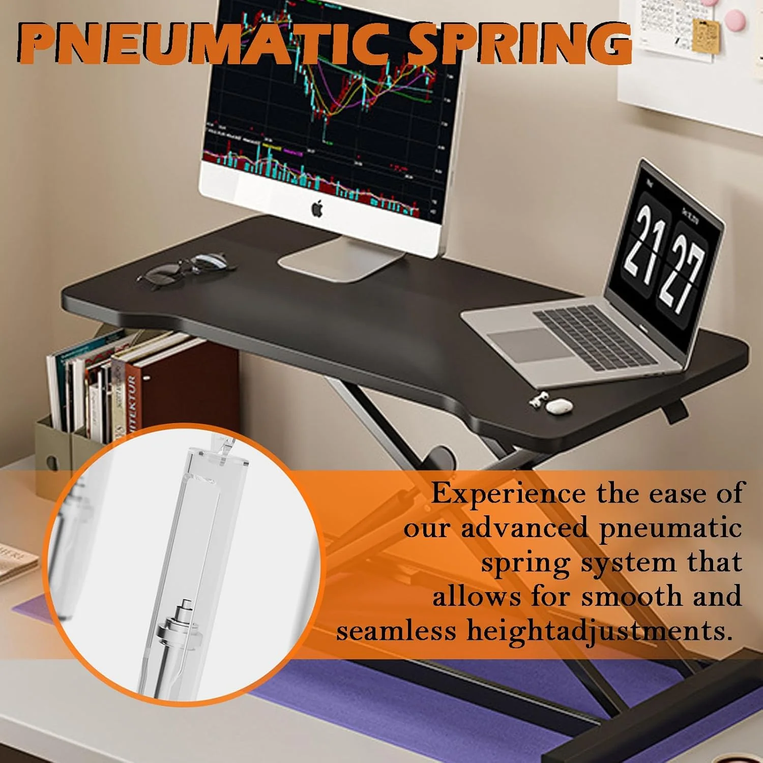 میز تحریر ایستاده، میز بالابر پنوماتیک تک لایه با سینی صفحه کلید و طراحی شکاف، ایستگاه کاری کامپیوتر با قابلیت تنظیم ارتفاع برای لپ تاپ ها میز کار ایستاده مانیتور دوتایی (C) میز تحریر ایستاده، میز بالابر پنوماتیک تک لایه با سینی صفحه کلید و طراحی شکاف، ایستگاه کاری کامپیوتر با قابلیت تنظیم ارتفاع برای لپ تاپ ها میز کار ایستاده مانیتور دوتایی (C)